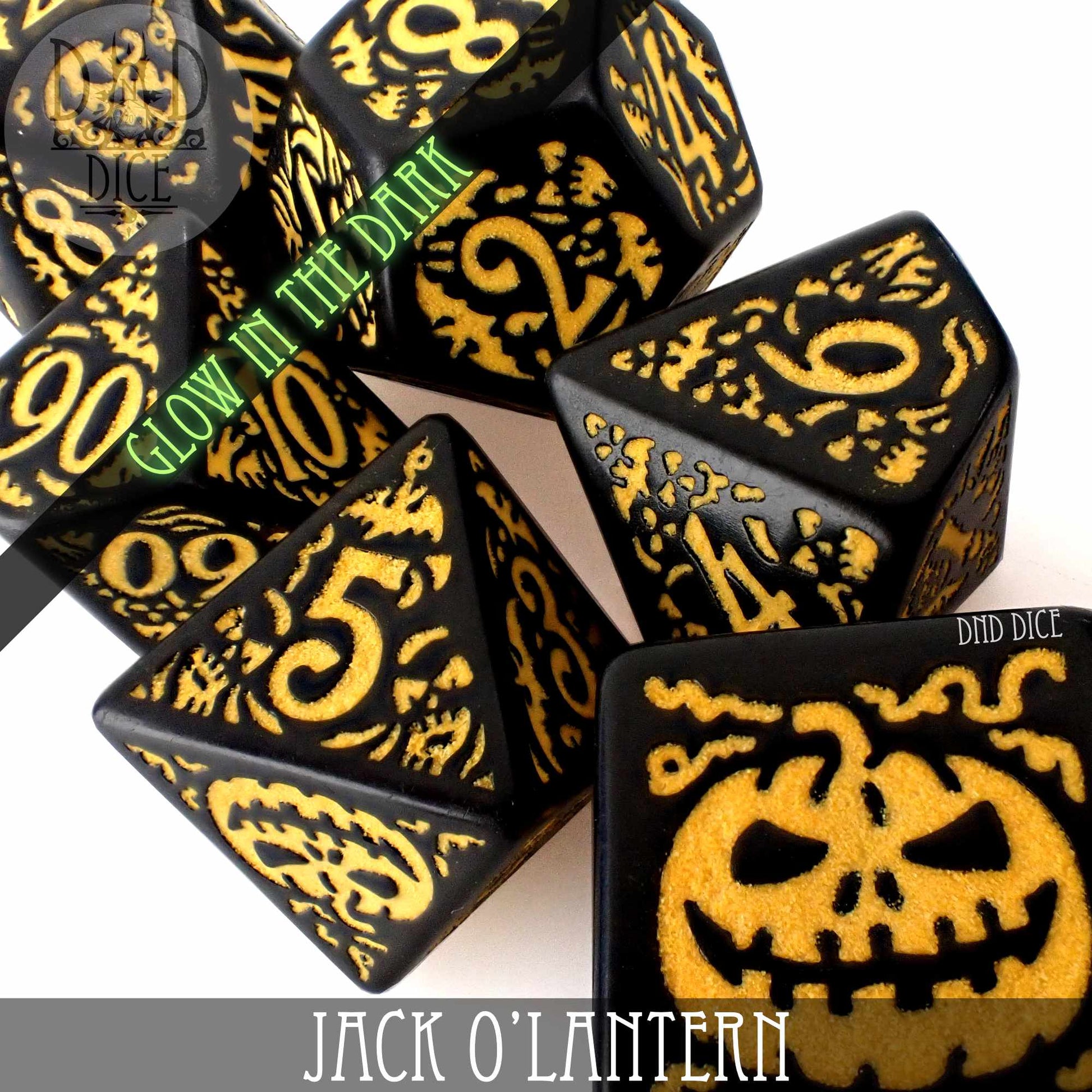 Jack O’Lantern Glow in the Dark Dice Set - Premium Dice Sets & Games from DND DICE - Just $19! Shop now at Game Crave Tournament Store