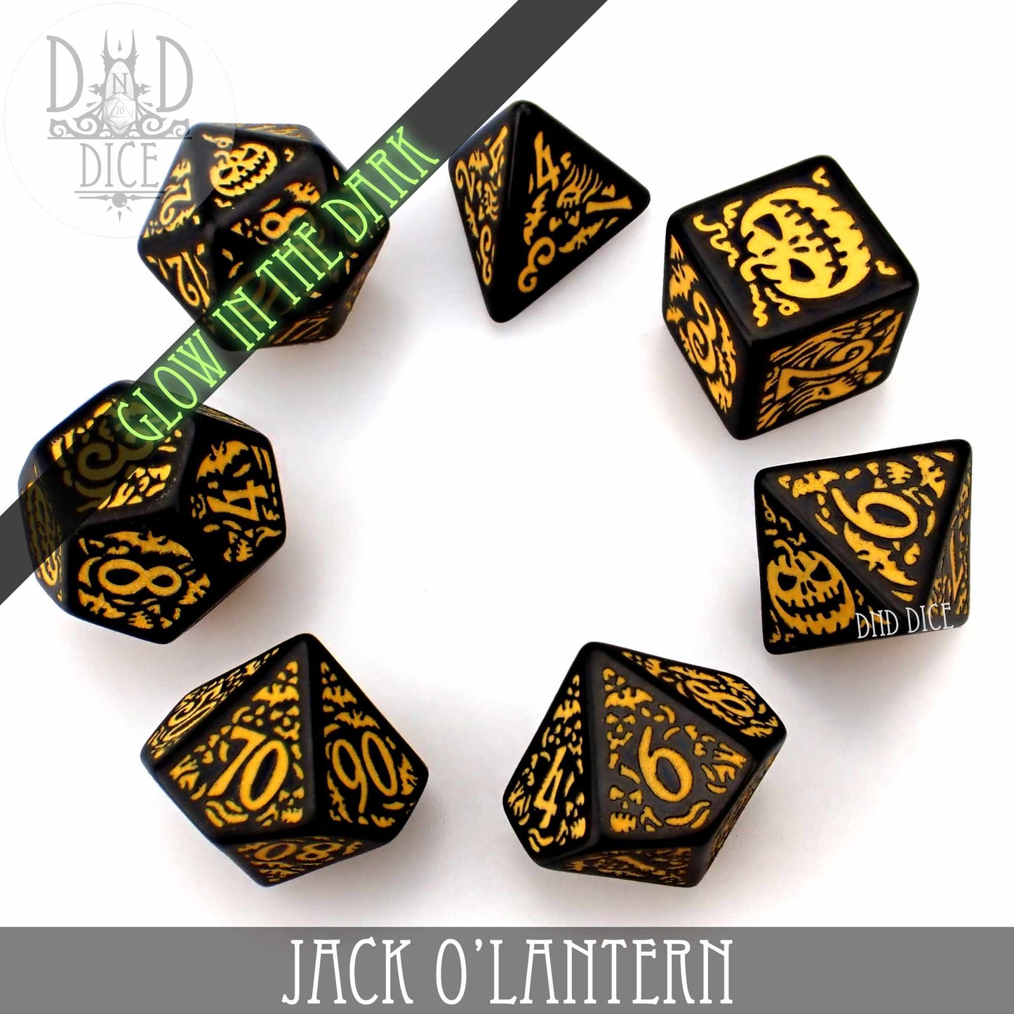 Jack O’Lantern Glow in the Dark Dice Set - Premium Dice Sets & Games from DND DICE - Just $19! Shop now at Game Crave Tournament Store