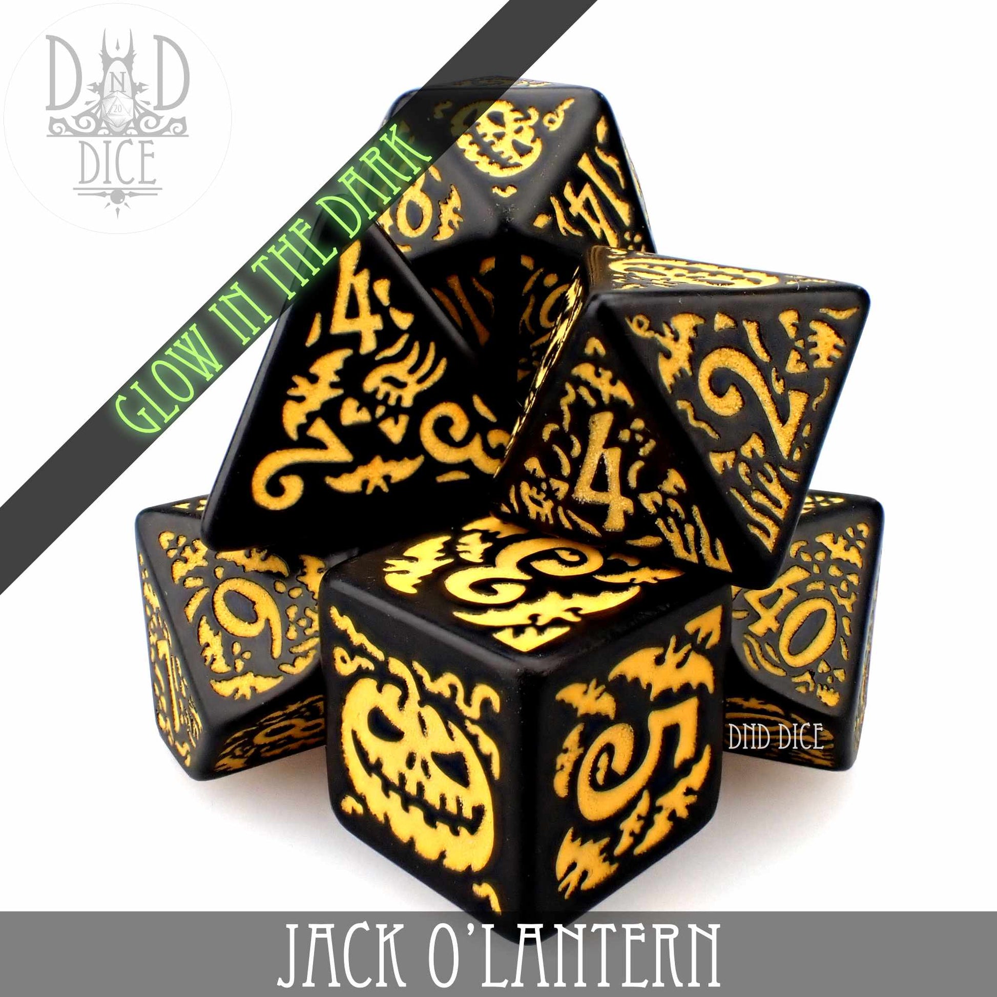 Jack O’Lantern Glow in the Dark Dice Set - Premium Dice Sets & Games from DND DICE - Just $19! Shop now at Game Crave Tournament Store