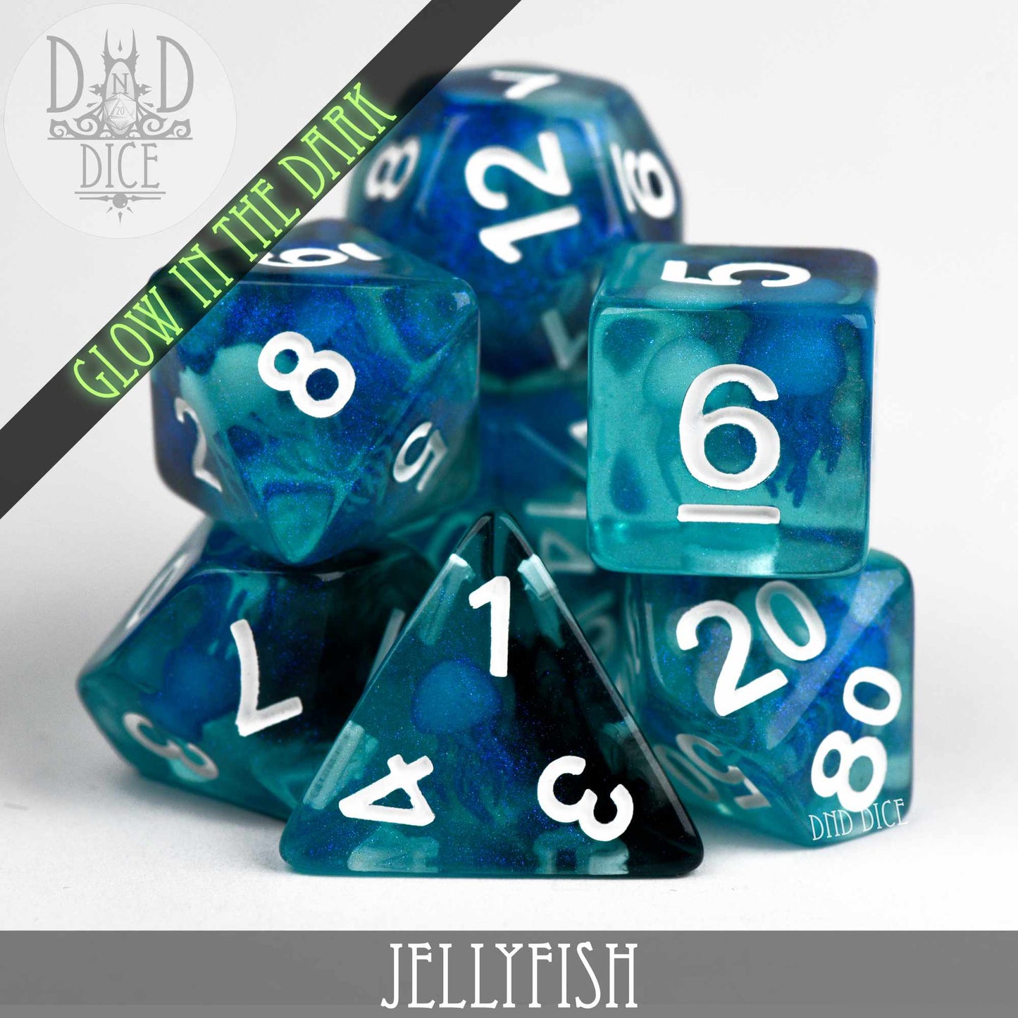 Jellyfish Glow in the Dark Dice Set - Premium Dice Sets & Games from DND DICE - Just $16! Shop now at Game Crave Tournament Store