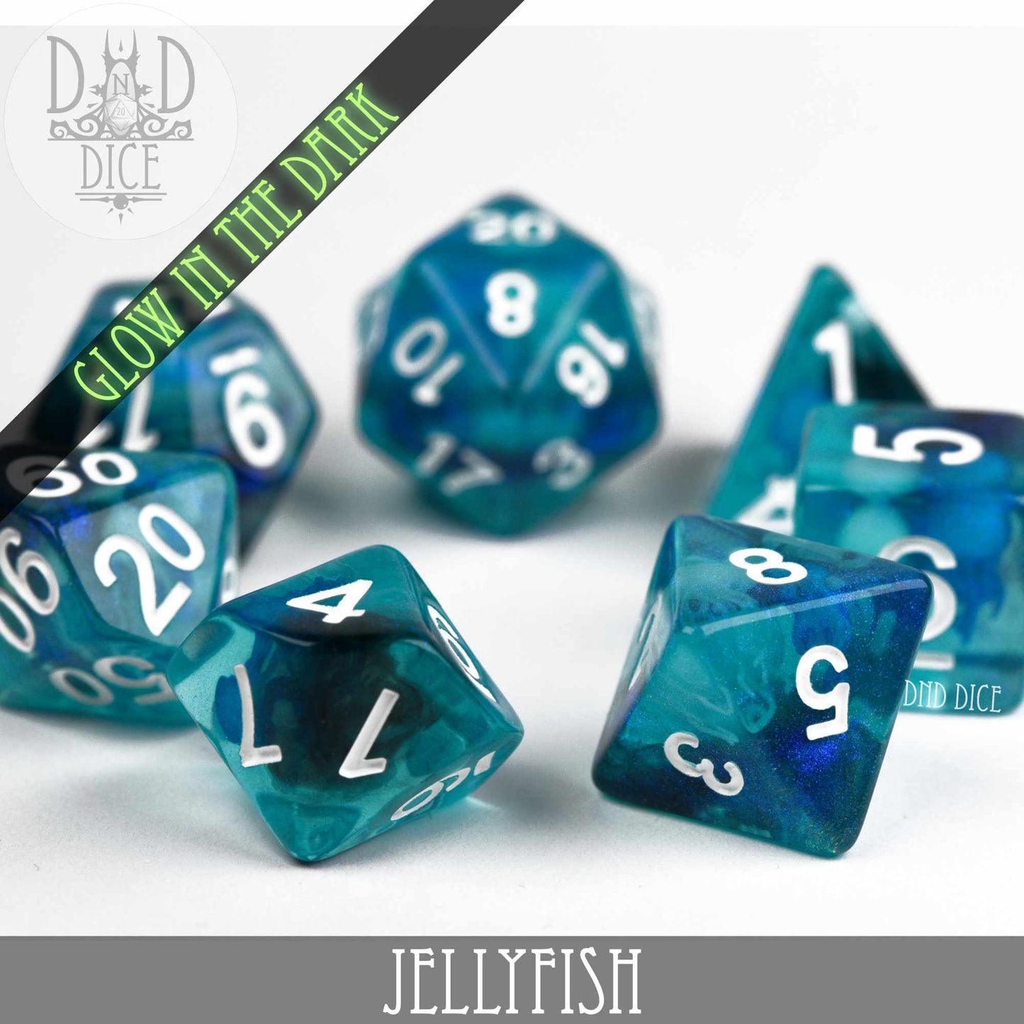 Jellyfish Glow in the Dark Dice Set - Premium Dice Sets & Games from DND DICE - Just $16! Shop now at Game Crave Tournament Store