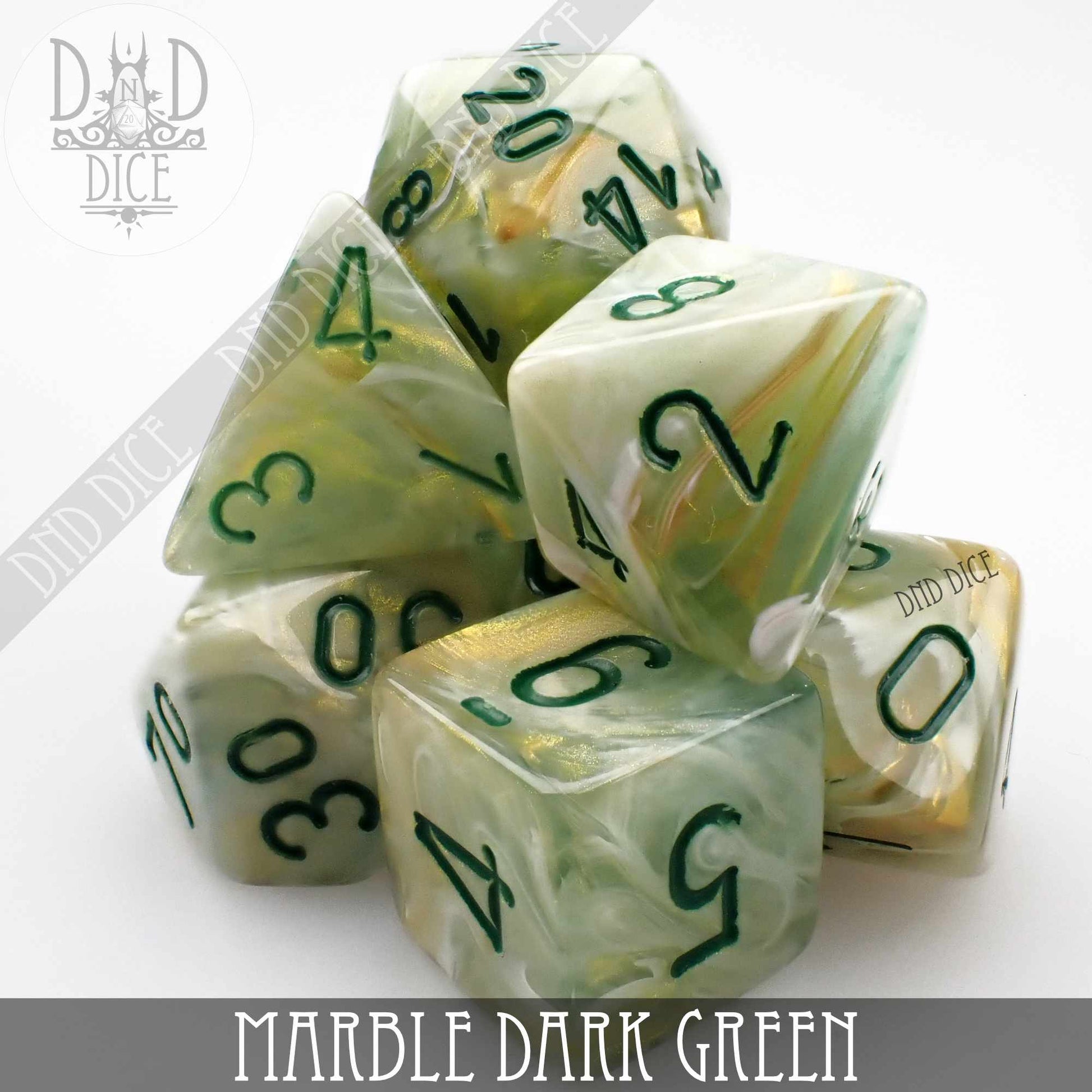 Marble Dark Green Dice Set - Premium Dice Sets & Games from DND DICE - Just $12! Shop now at Game Crave Tournament Store