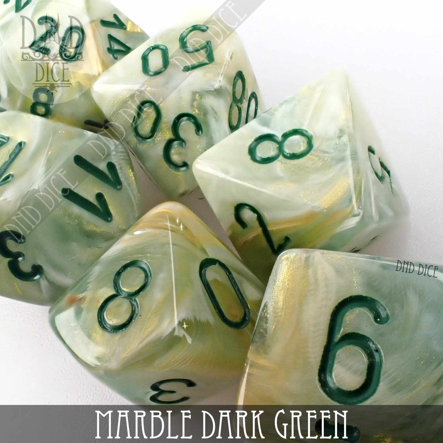 Marble Dark Green Dice Set - Premium Dice Sets & Games from DND DICE - Just $12! Shop now at Game Crave Tournament Store