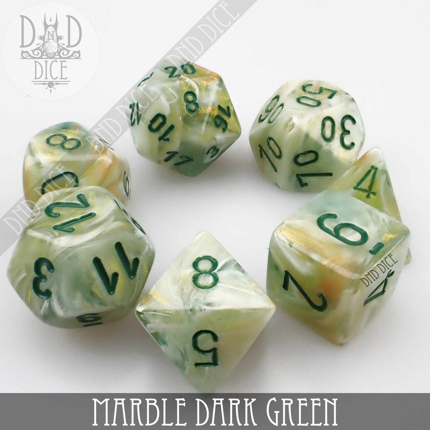 Marble Dark Green Dice Set - Premium Dice Sets & Games from DND DICE - Just $12! Shop now at Game Crave Tournament Store