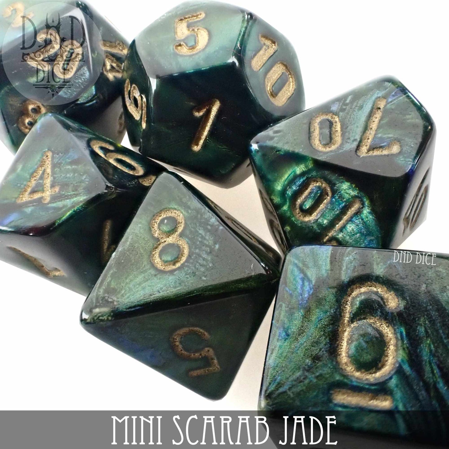 Mini Scarab Jade Dice Set (10mm) - Premium Dice Sets & Games from DND DICE - Just $6! Shop now at Game Crave Tournament Store