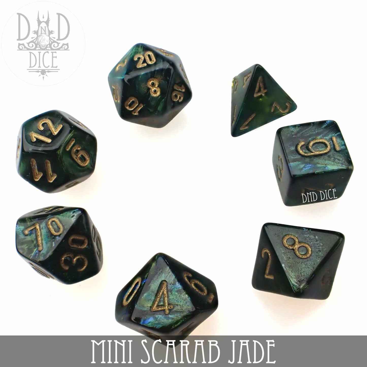 Mini Scarab Jade Dice Set (10mm) - Premium Dice Sets & Games from DND DICE - Just $6! Shop now at Game Crave Tournament Store