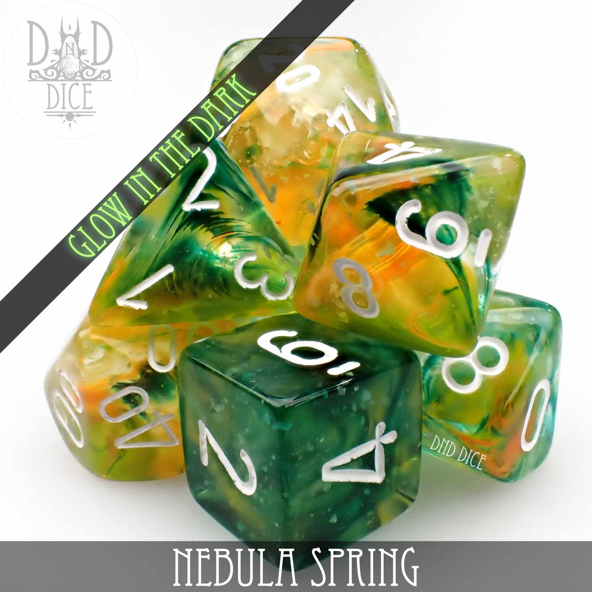 Nebula Spring Dice Set (Glow) - Premium Dice Sets & Games from DND DICE - Just $12! Shop now at Game Crave Tournament Store