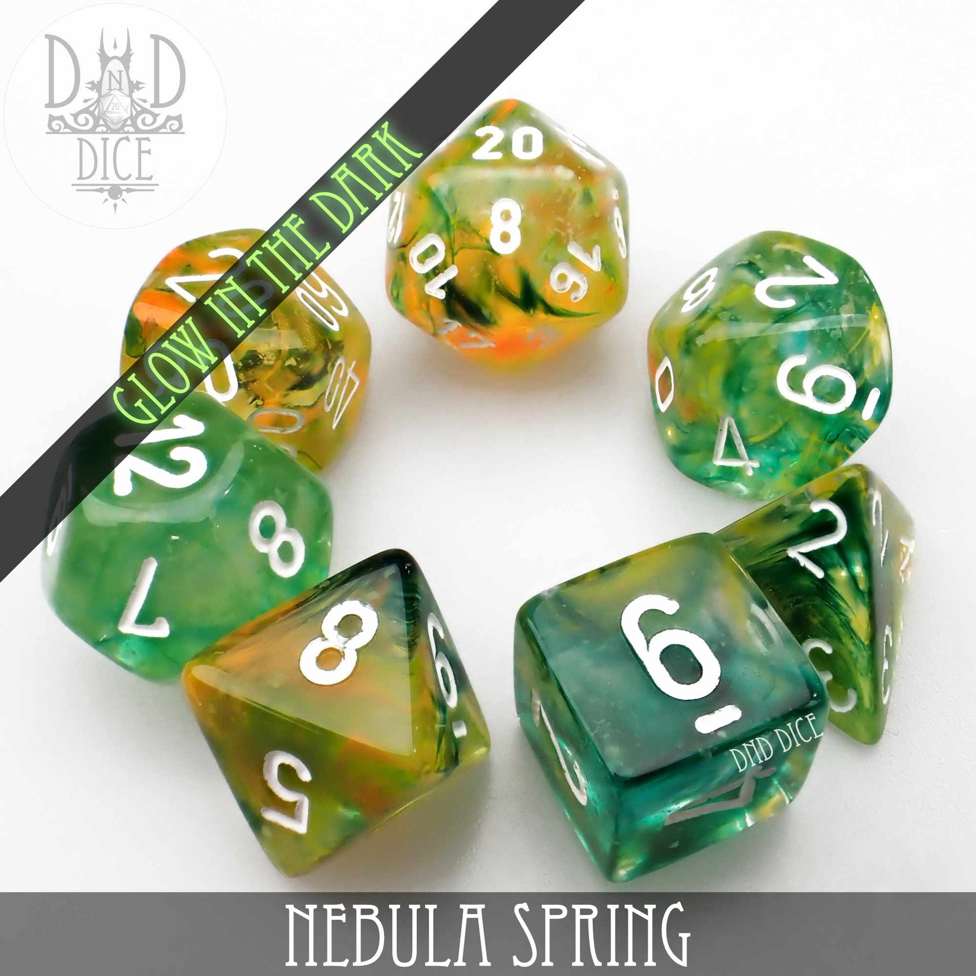 Nebula Spring Dice Set (Glow) - Premium Dice Sets & Games from DND DICE - Just $12! Shop now at Game Crave Tournament Store