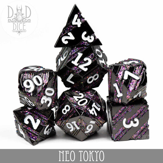 Neo Tokyo Metal Dice Set - Premium Dice Sets & Games from DND DICE - Just $32! Shop now at Game Crave Tournament Store