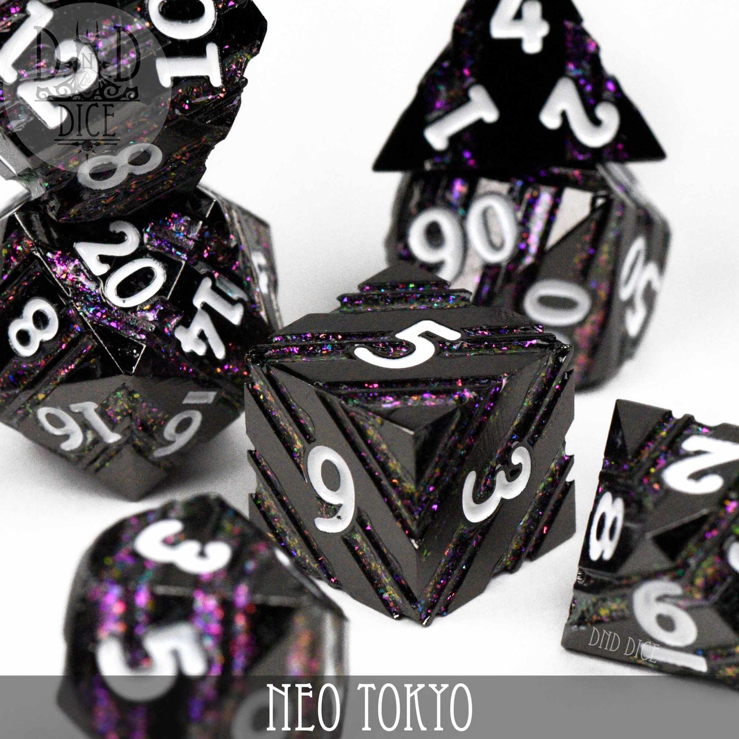 Neo Tokyo Metal Dice Set - Premium Dice Sets & Games from DND DICE - Just $32! Shop now at Game Crave Tournament Store