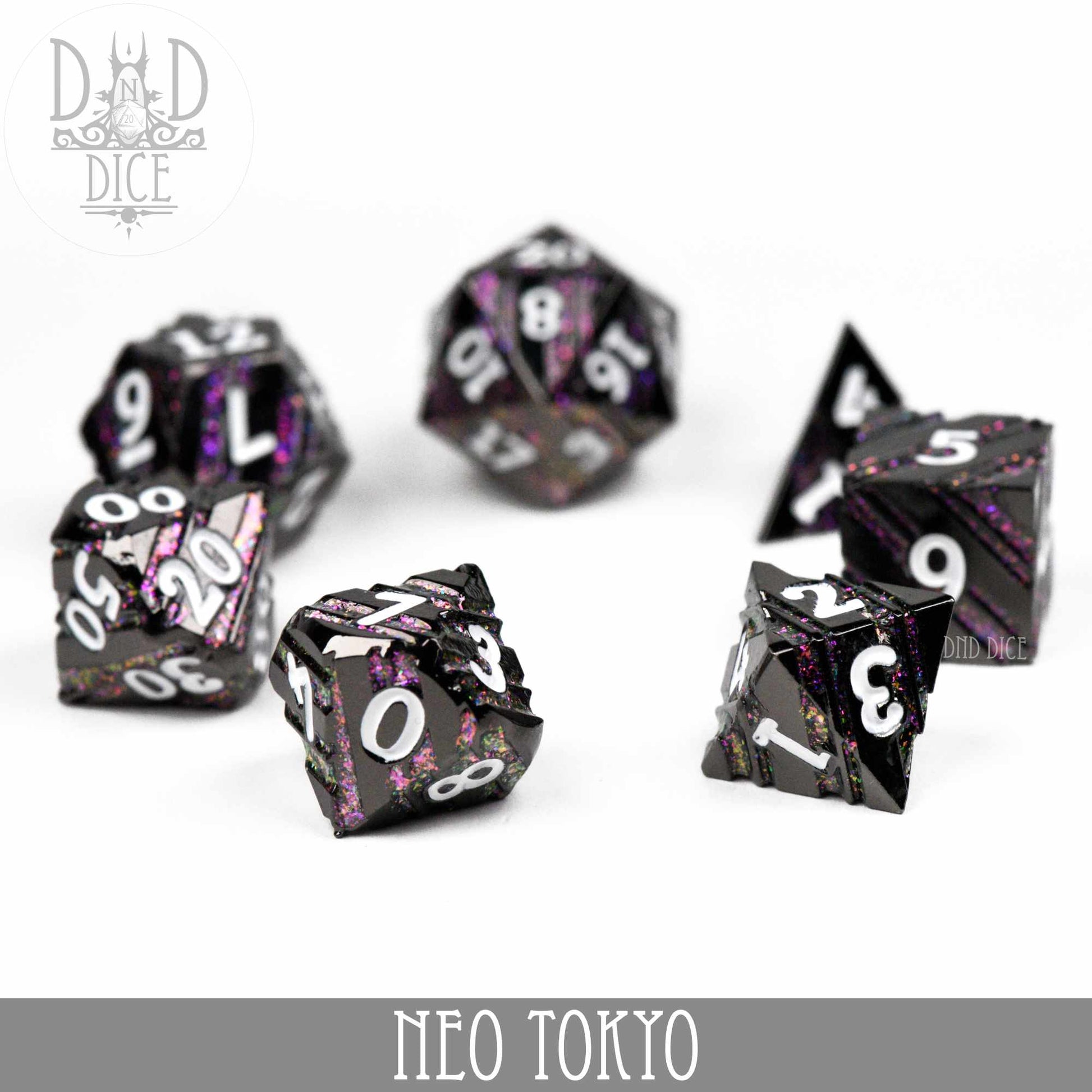 Neo Tokyo Metal Dice Set - Premium Dice Sets & Games from DND DICE - Just $32! Shop now at Game Crave Tournament Store