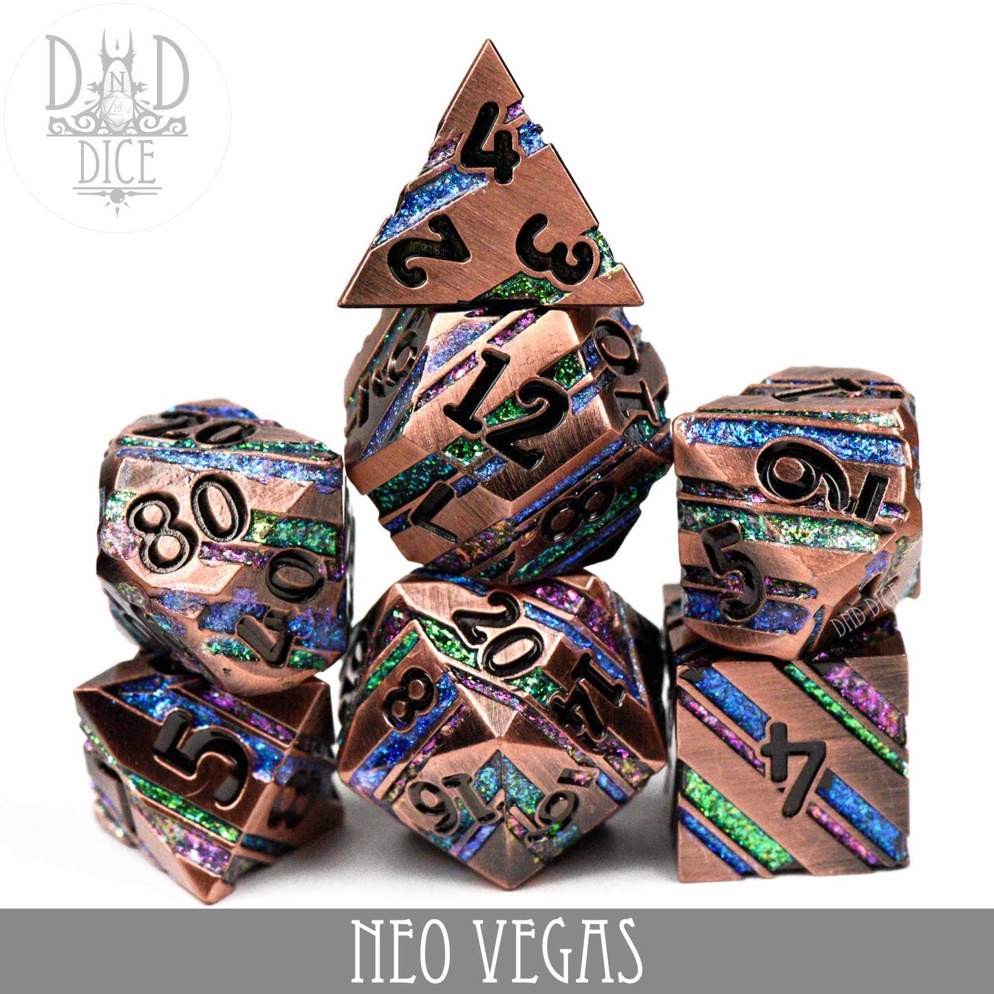 Neo Vegas Metal Dice Set - Premium Dice Sets & Games from DND DICE - Just $32! Shop now at Game Crave Tournament Store