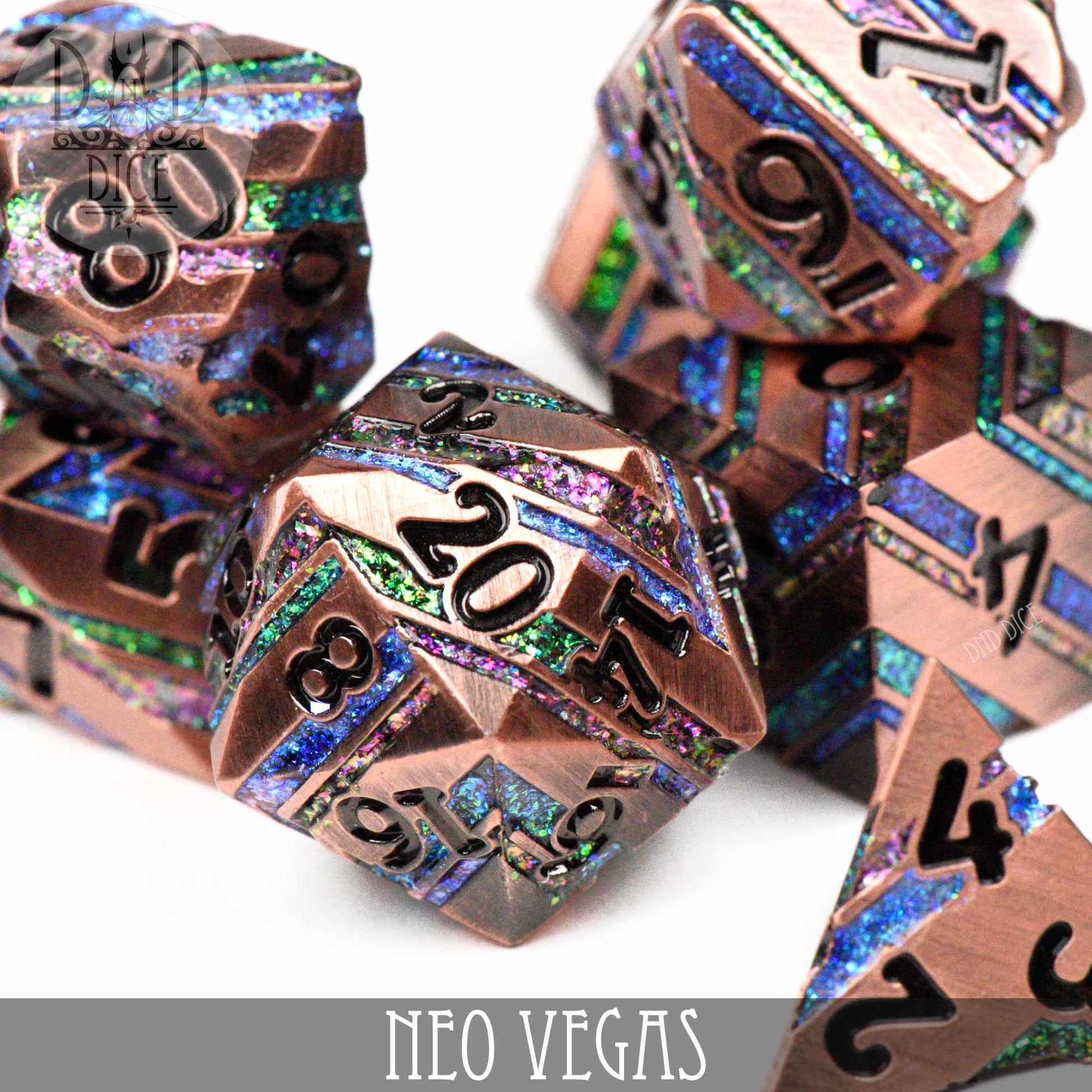 Neo Vegas Metal Dice Set - Premium Dice Sets & Games from DND DICE - Just $32! Shop now at Game Crave Tournament Store