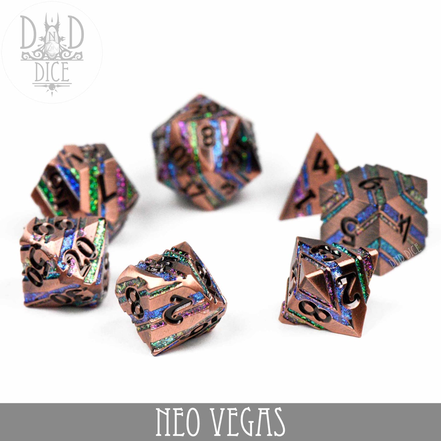 Neo Vegas Metal Dice Set - Premium Dice Sets & Games from DND DICE - Just $32! Shop now at Game Crave Tournament Store