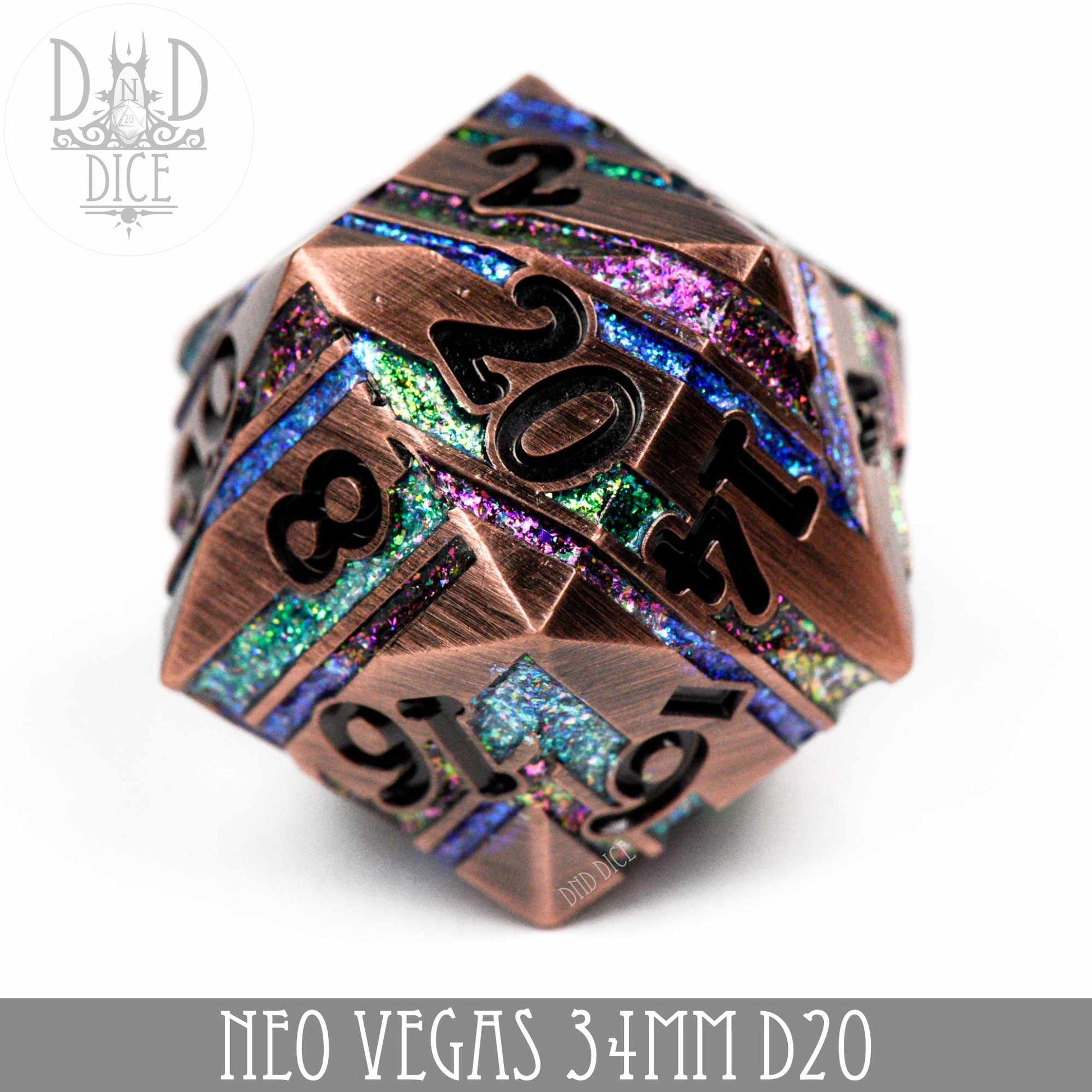 Neo Vegas Metal 34mm D20 - Premium Dice Sets & Games from DND DICE - Just $20! Shop now at Game Crave Tournament Store