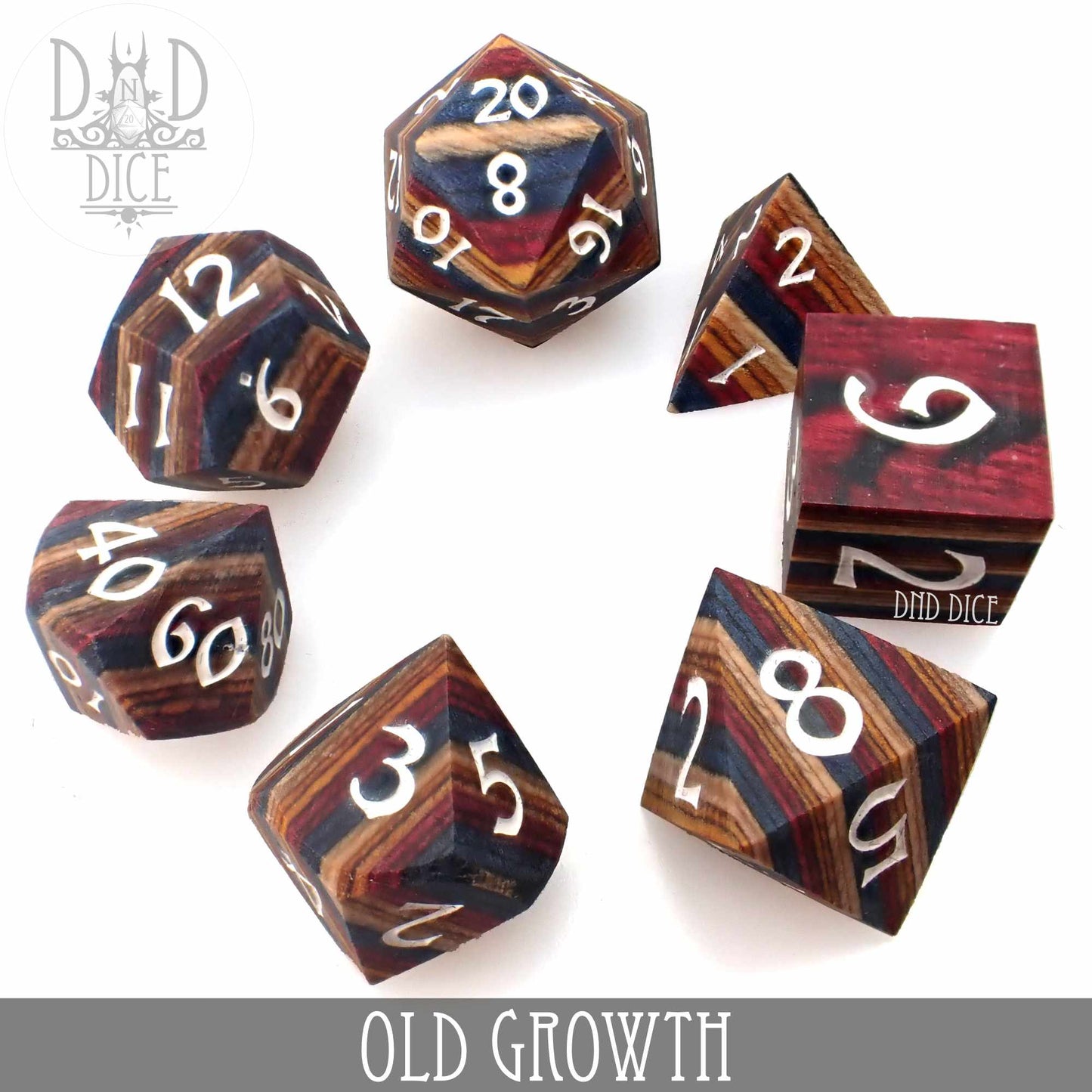 Old Growth Wood Dice Set (Gift Box) - Premium Dice Sets & Games from DND DICE - Just $65! Shop now at Game Crave Tournament Store