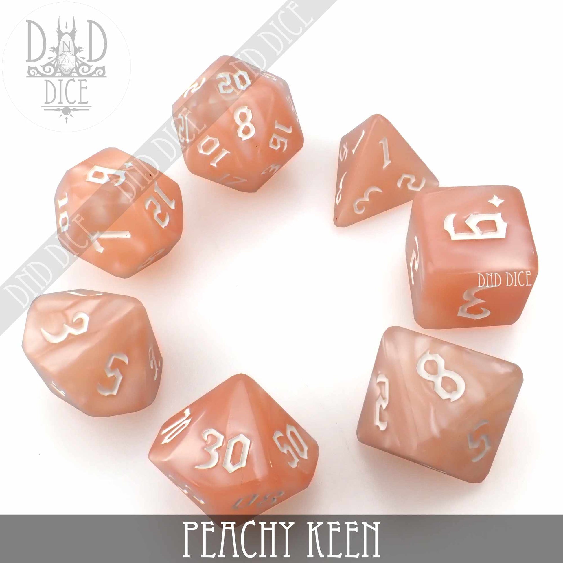 Peachy Keen Dice Set - Premium Dice Sets & Games from DND DICE - Just $4! Shop now at Game Crave Tournament Store