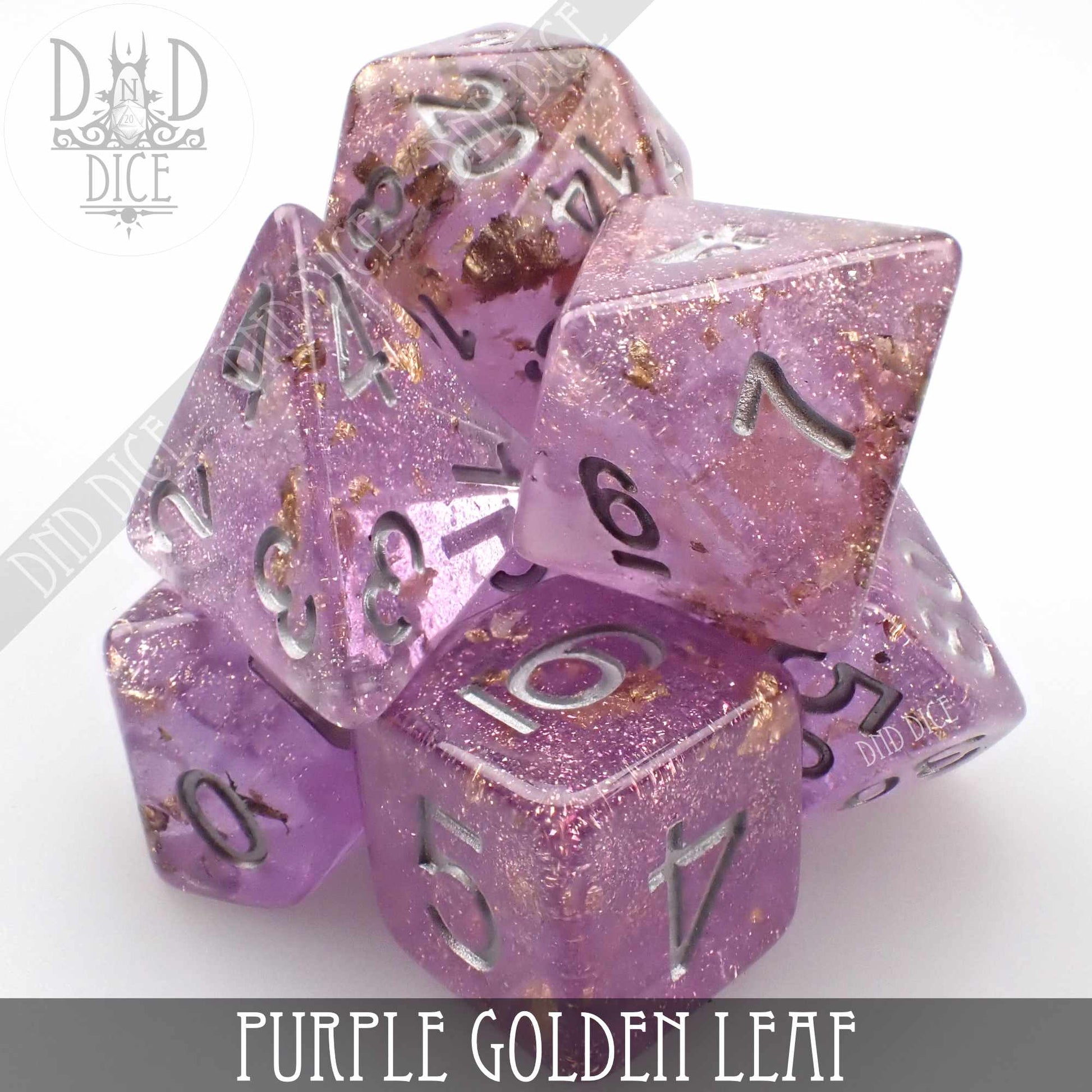 Purple Golden Leaf Dice Set - Premium Dice Sets & Games from DND DICE - Just $12! Shop now at Game Crave Tournament Store