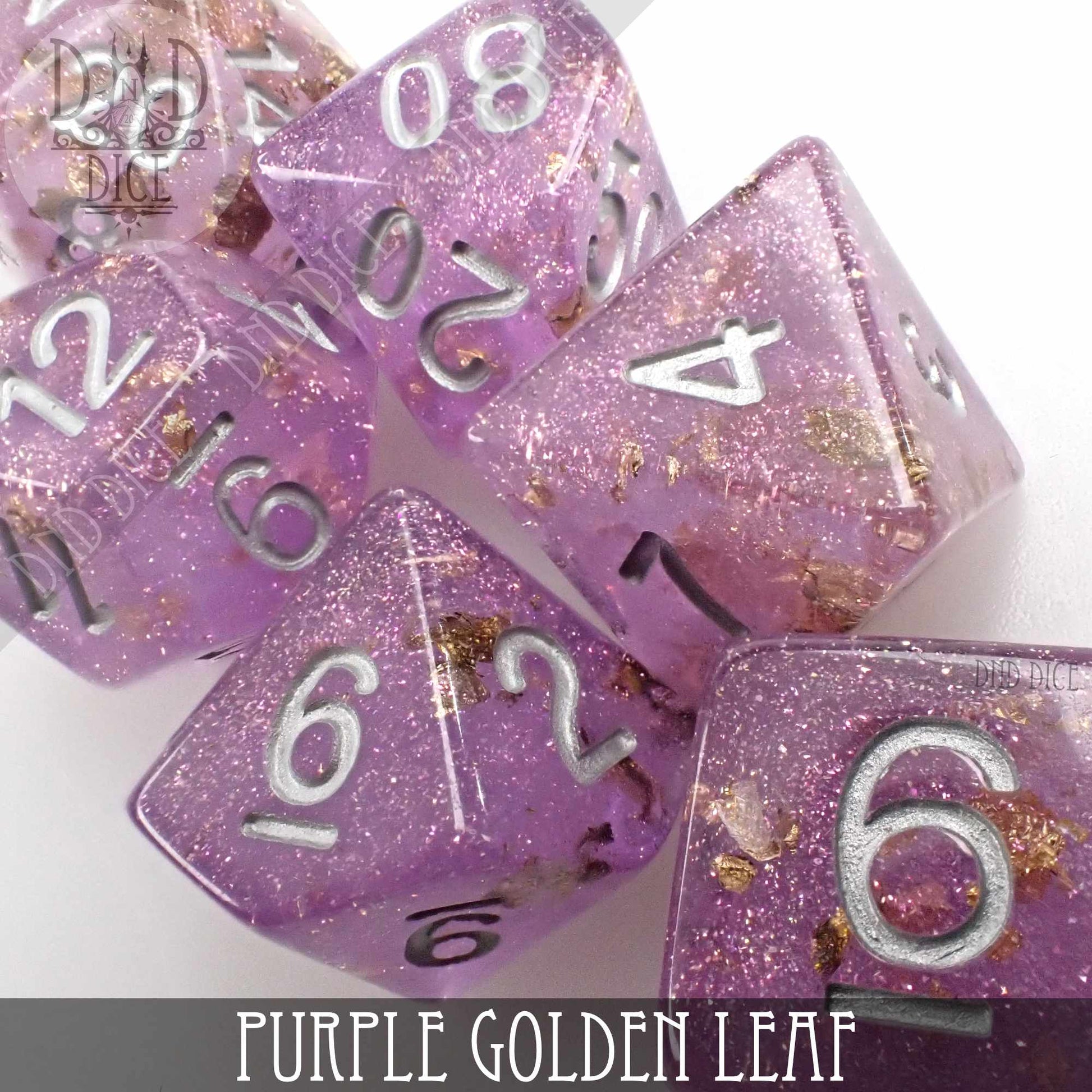 Purple Golden Leaf Dice Set - Premium Dice Sets & Games from DND DICE - Just $12! Shop now at Game Crave Tournament Store