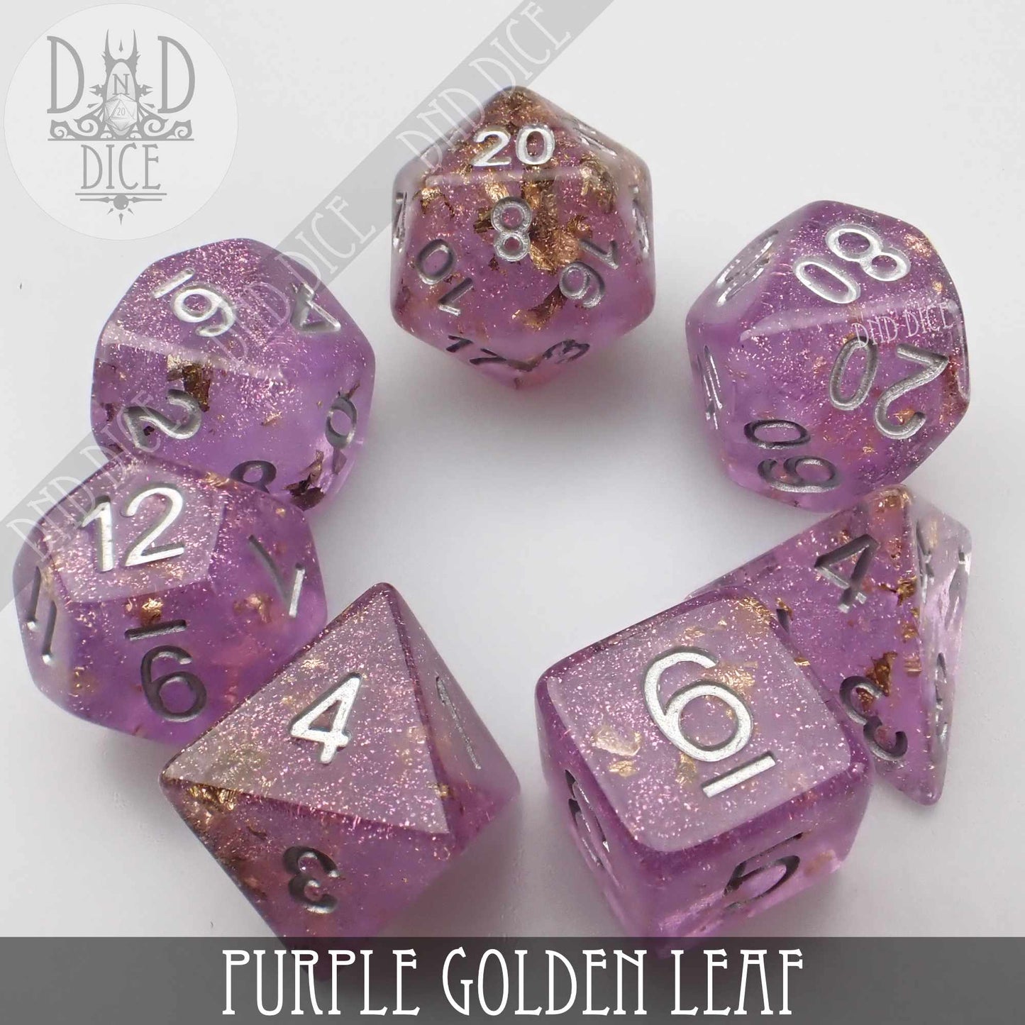 Purple Golden Leaf Dice Set - Premium Dice Sets & Games from DND DICE - Just $12! Shop now at Game Crave Tournament Store