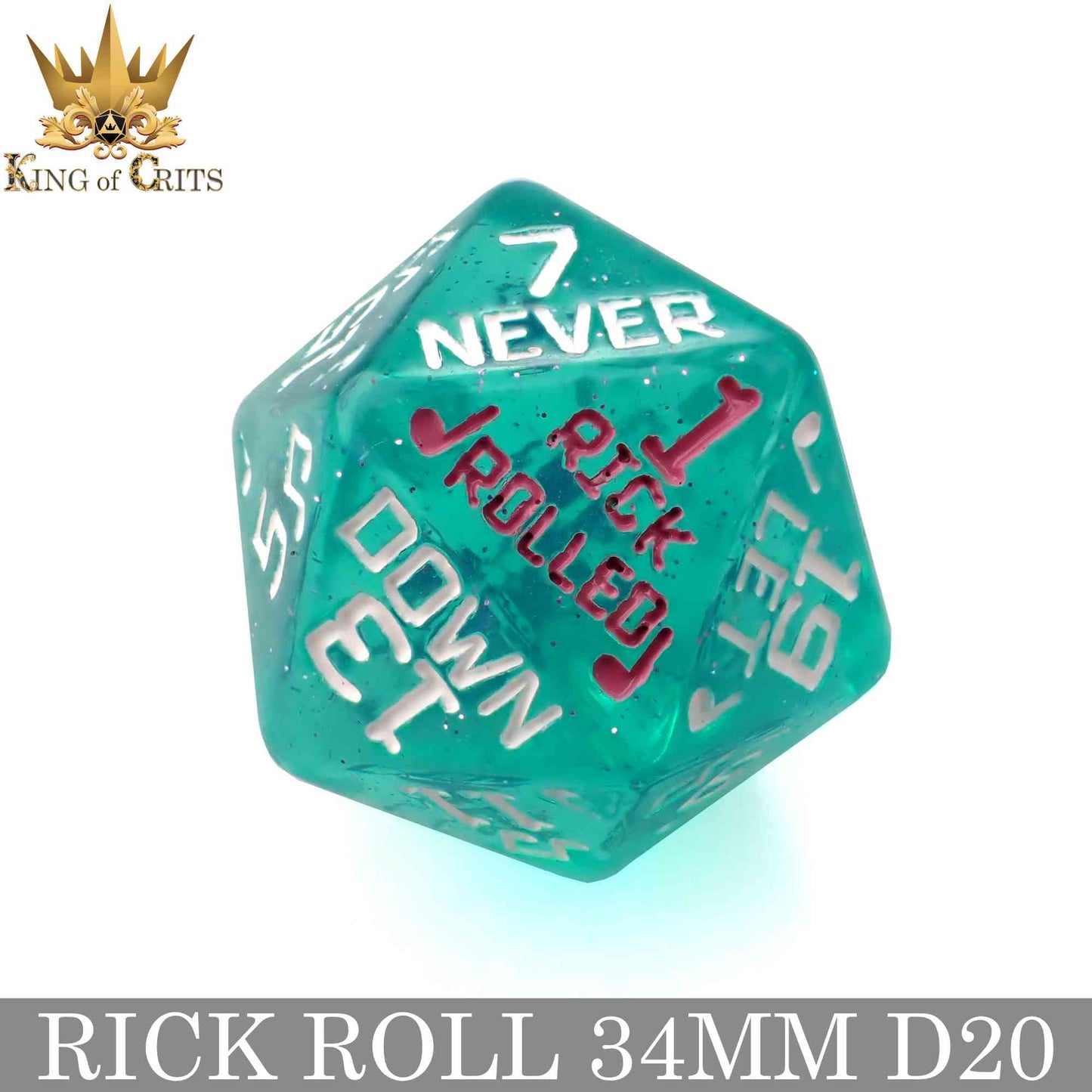 Rick Rolled 34mm D20 - Premium Dice Sets & Games from DND DICE - Just $8! Shop now at Game Crave Tournament Store