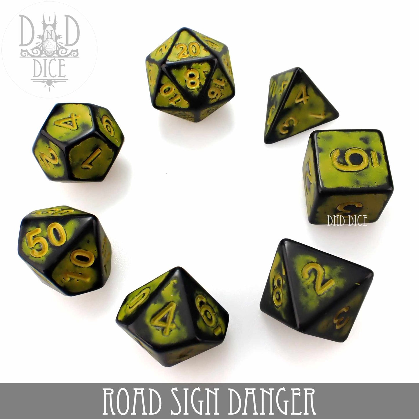 Road Sign Danger Dice Set - Premium Dice Sets & Games from DND DICE - Just $8! Shop now at Game Crave Tournament Store