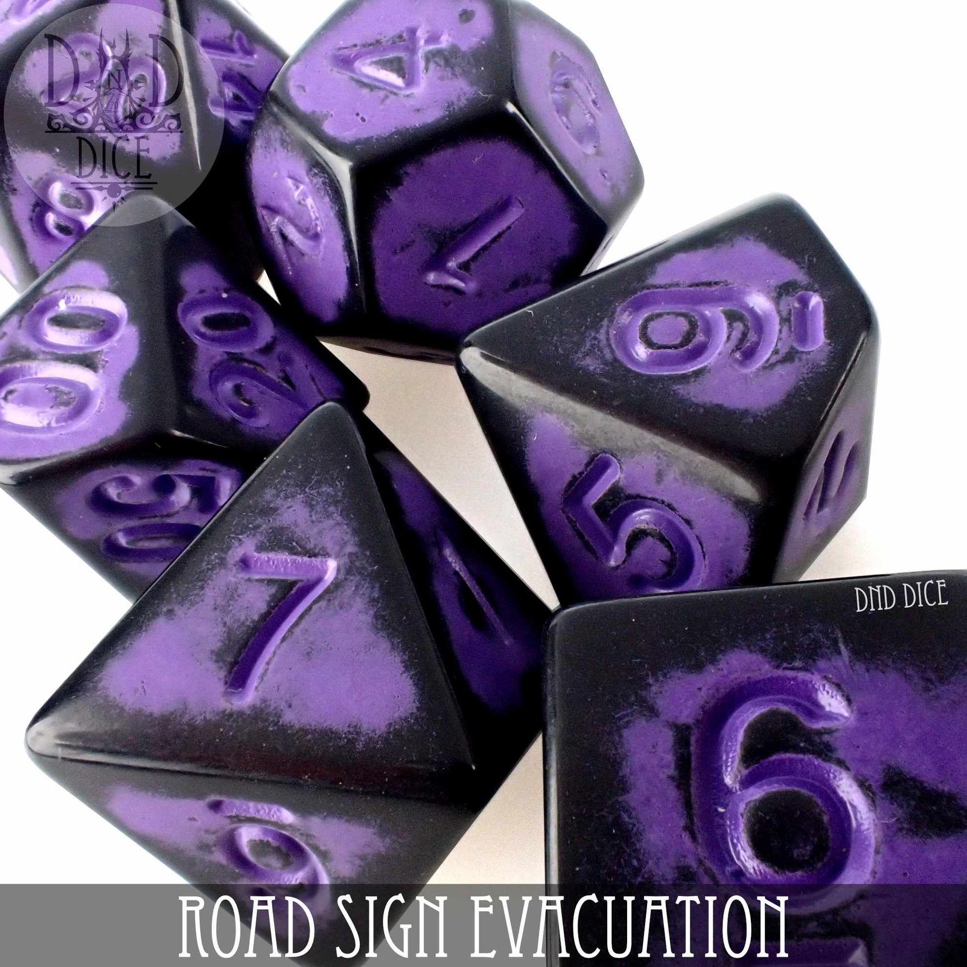 Road Sign Evacuation Dice Set - Premium Dice Sets & Games from DND DICE - Just $8! Shop now at Game Crave Tournament Store