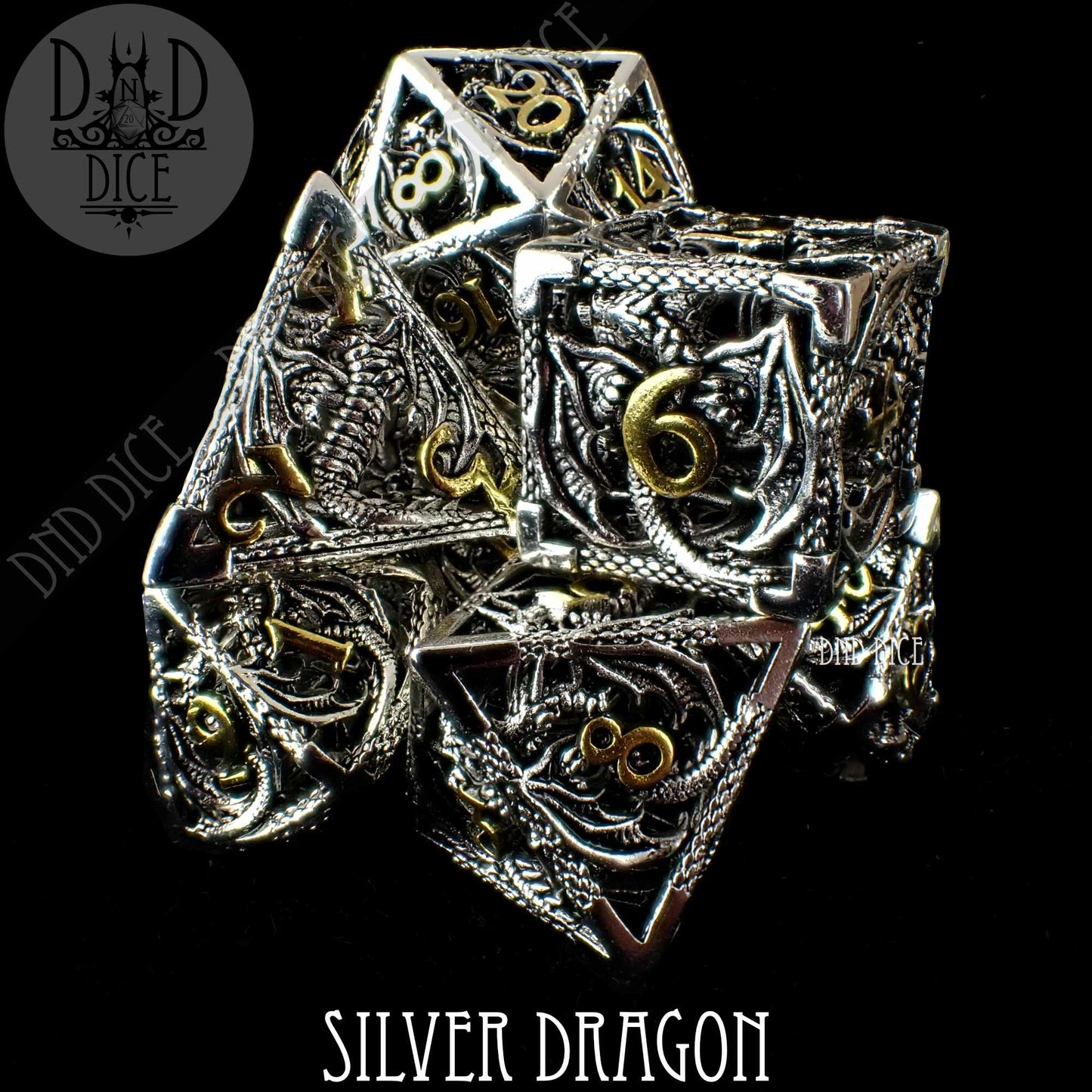 Silver Dragon Metal Dice Set (Gift Box) - Premium Dice Sets & Games from DND DICE - Just $40! Shop now at Game Crave Tournament Store