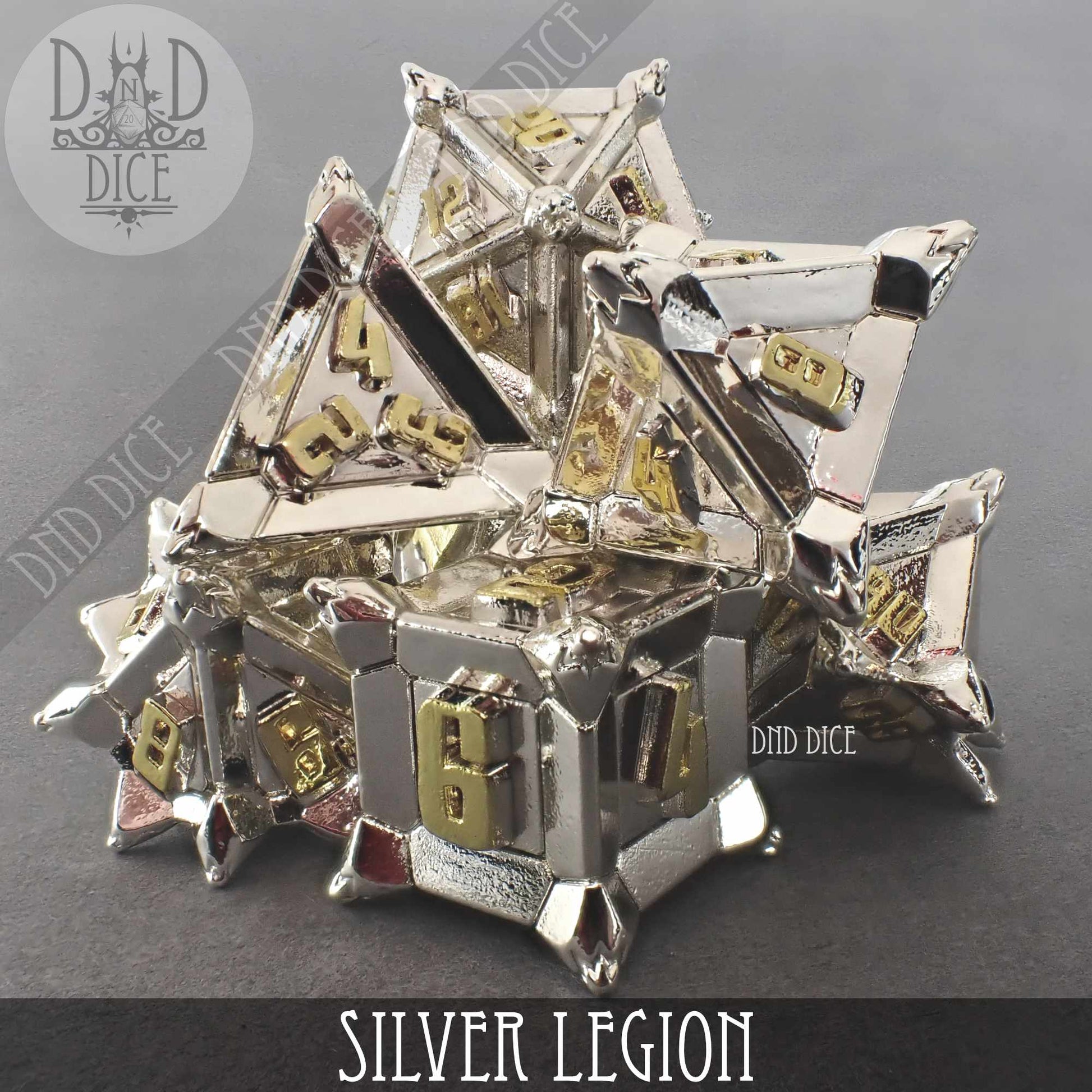 Silver Legion Metal Dice Set - Premium Dice Sets & Games from DND DICE - Just $30! Shop now at Game Crave Tournament Store