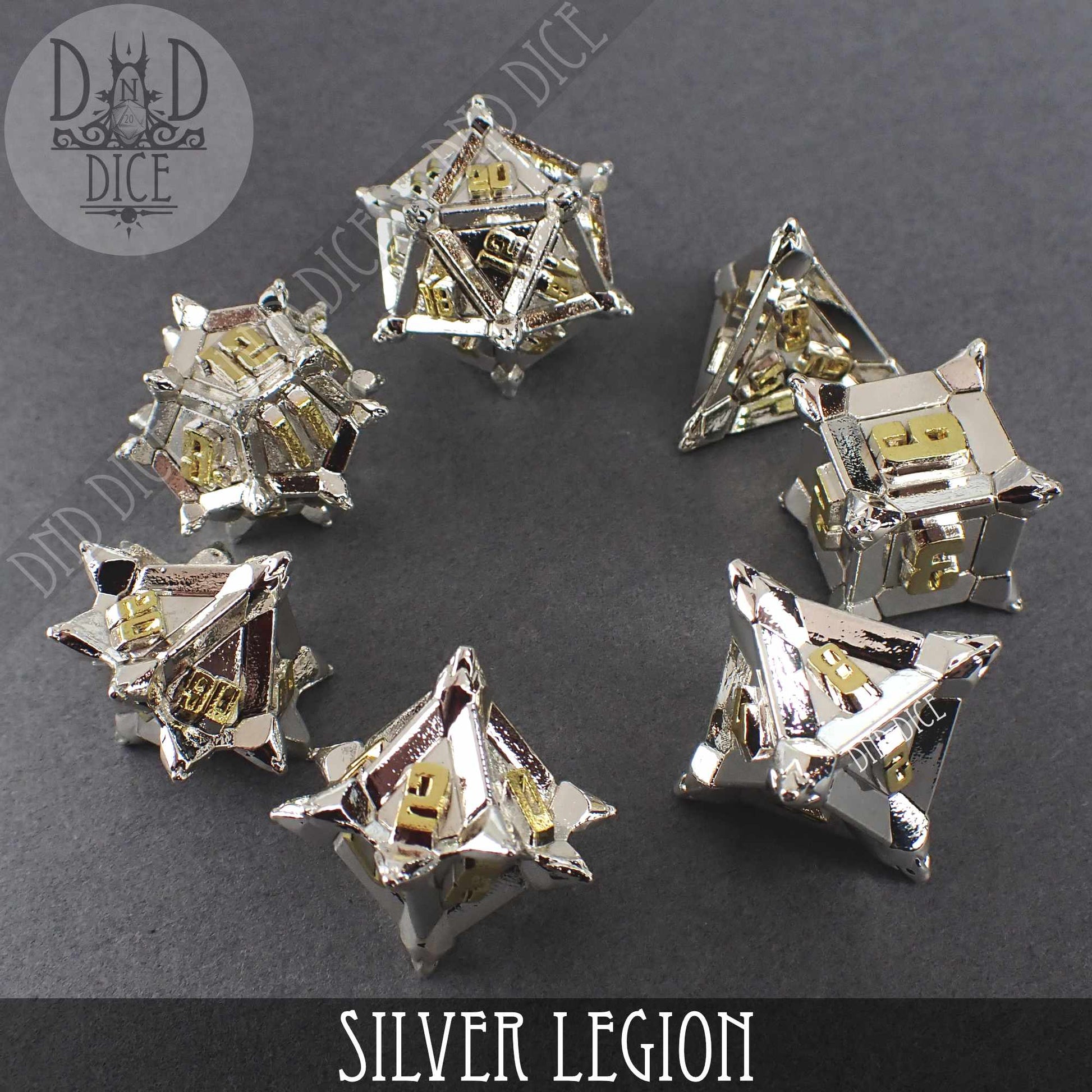 Silver Legion Metal Dice Set - Premium Dice Sets & Games from DND DICE - Just $30! Shop now at Game Crave Tournament Store