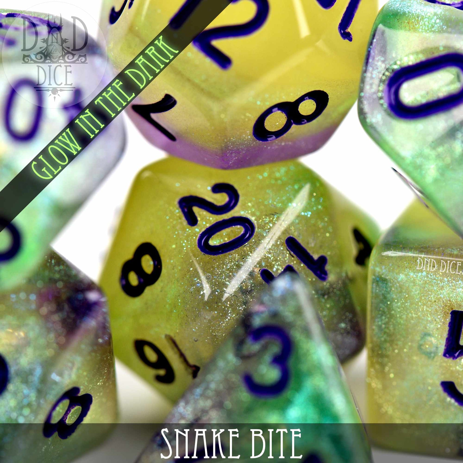 Snake Bite Glow in the Dark Dice Set - Premium Dice Sets & Games from DND DICE - Just $9! Shop now at Game Crave Tournament Store