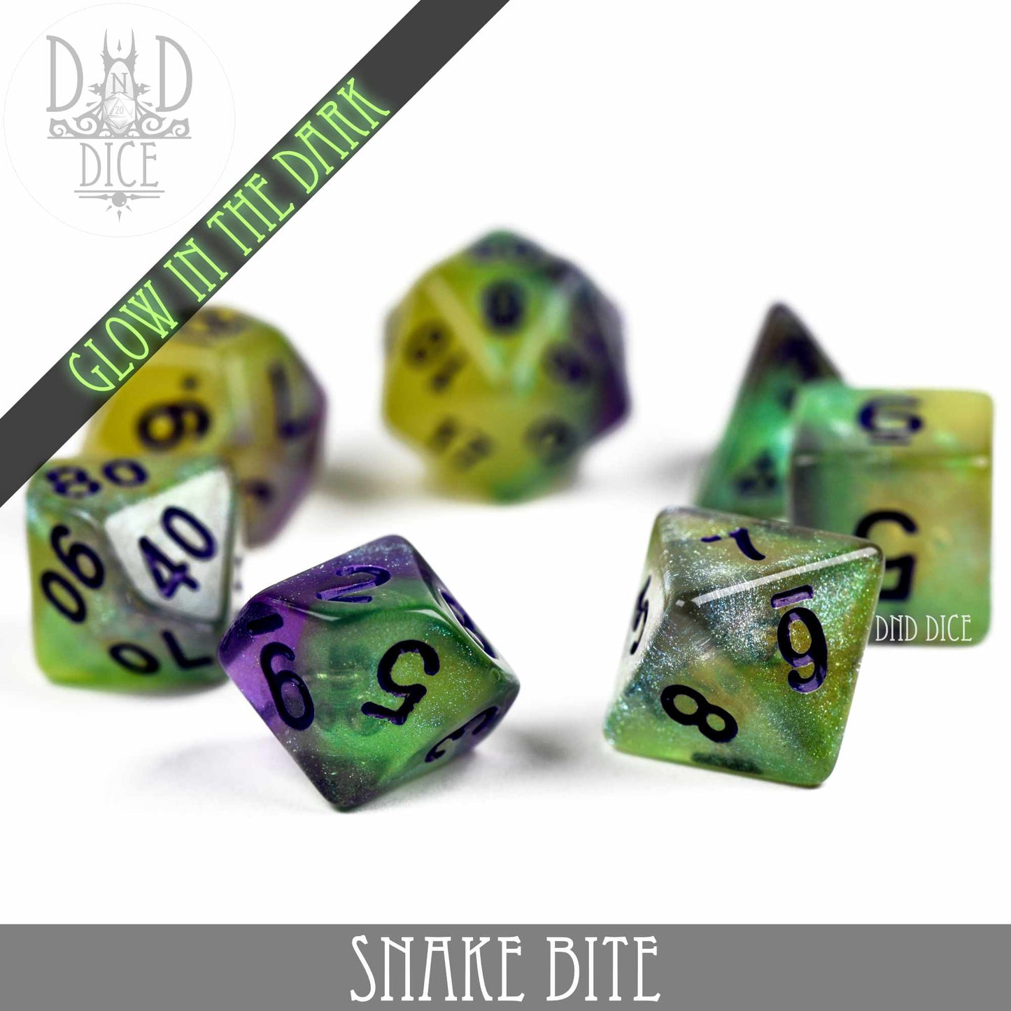 Snake Bite Glow in the Dark Dice Set - Premium Dice Sets & Games from DND DICE - Just $9! Shop now at Game Crave Tournament Store