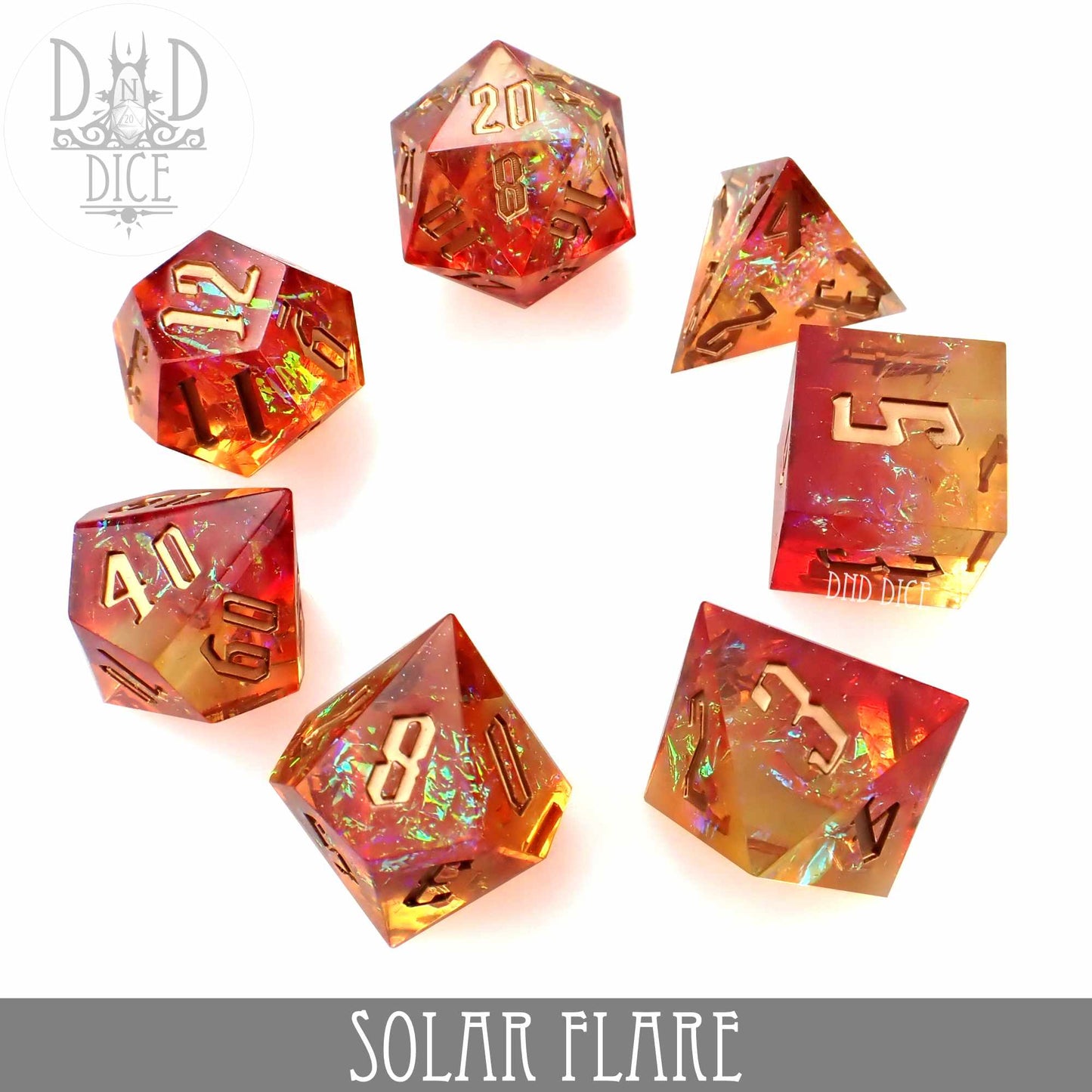 Solar Flare Handmade Dice Set - Premium Dice Sets & Games from DND DICE - Just $35! Shop now at Game Crave Tournament Store