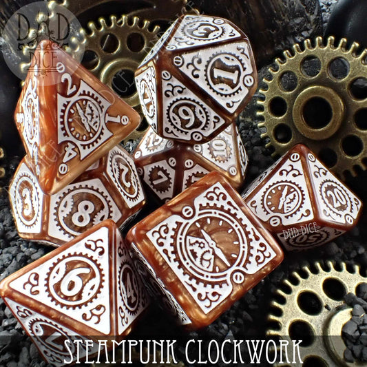 Steampunk Clockwork Caramel Dice Set - Premium Dice Sets & Games from DND DICE - Just $19! Shop now at Game Crave Tournament Store