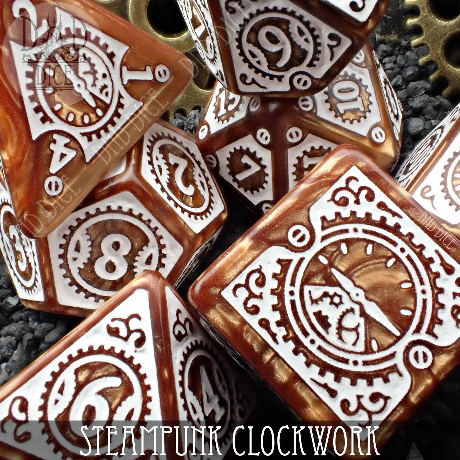 Steampunk Clockwork Caramel Dice Set - Premium Dice Sets & Games from DND DICE - Just $19! Shop now at Game Crave Tournament Store