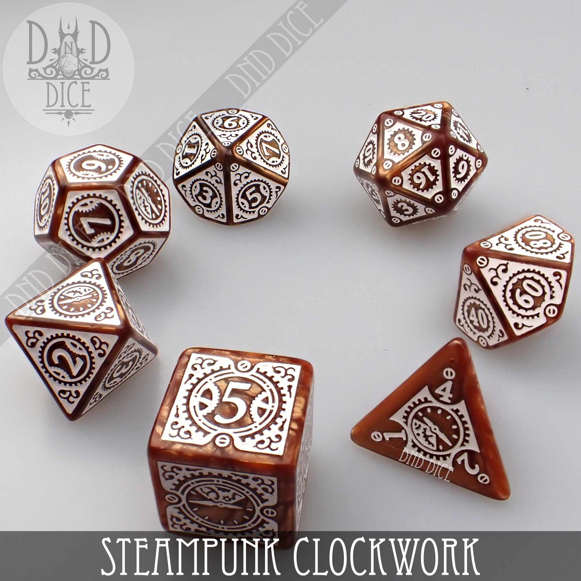 Steampunk Clockwork Caramel Dice Set - Premium Dice Sets & Games from DND DICE - Just $19! Shop now at Game Crave Tournament Store