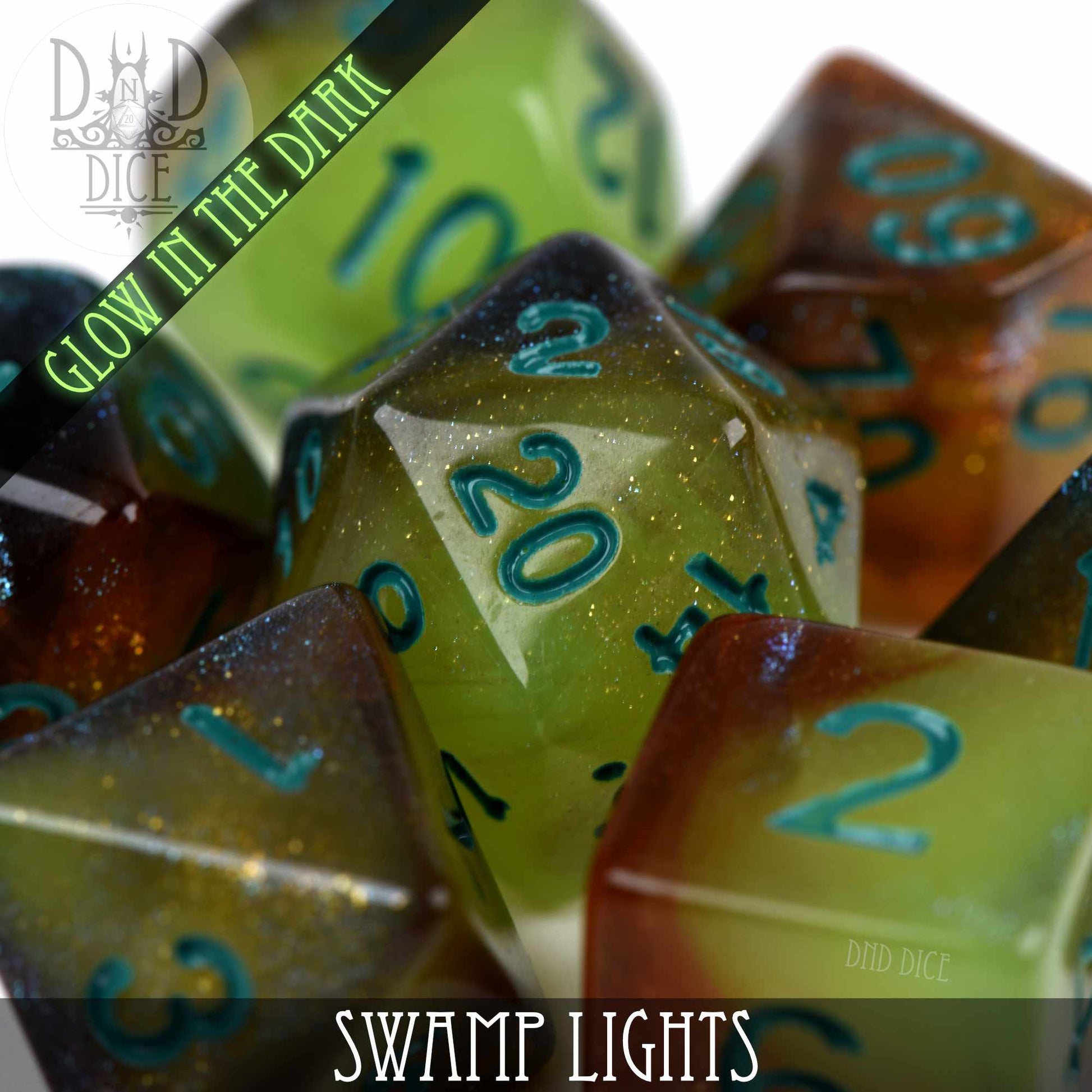 Swamp Lights Glow in the Dark Dice Set - Premium Dice Sets & Games from DND DICE - Just $9! Shop now at Game Crave Tournament Store