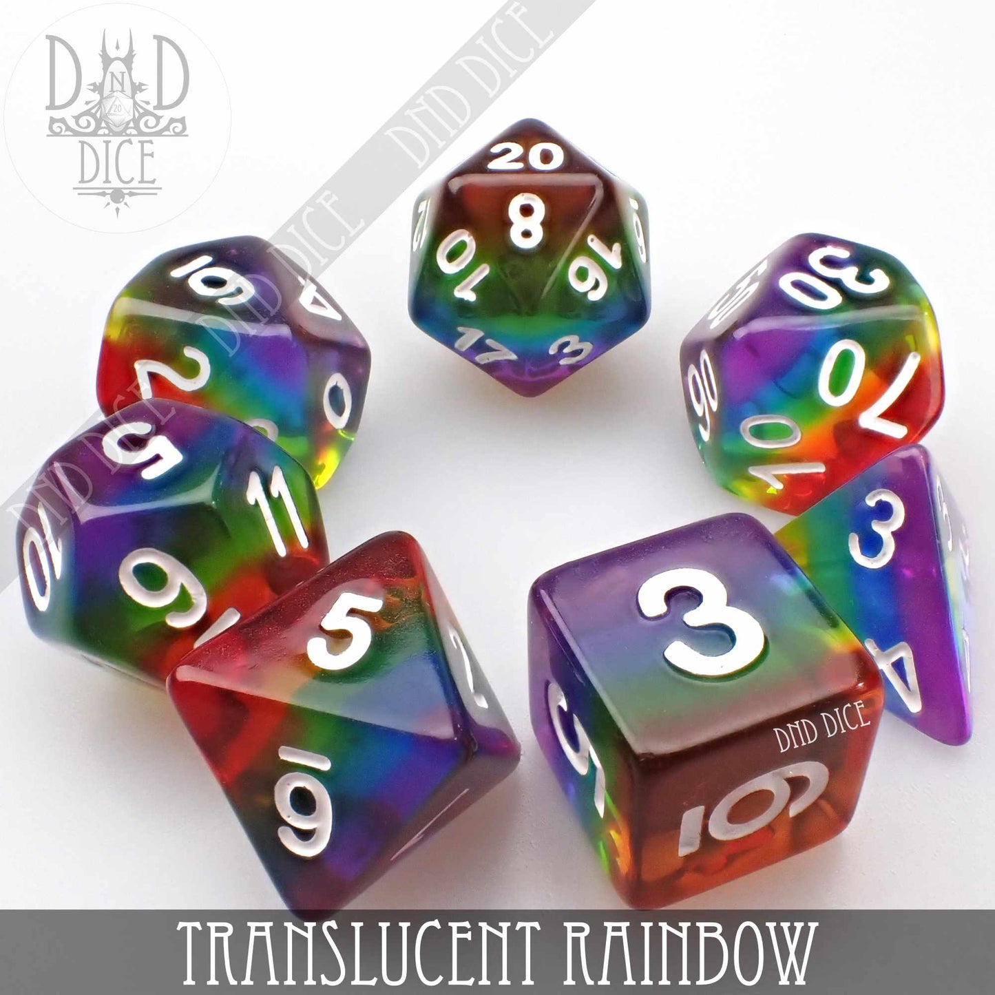 Translucent Rainbow Dice Set - Premium Dice Sets & Games from DND DICE - Just $12! Shop now at Game Crave Tournament Store