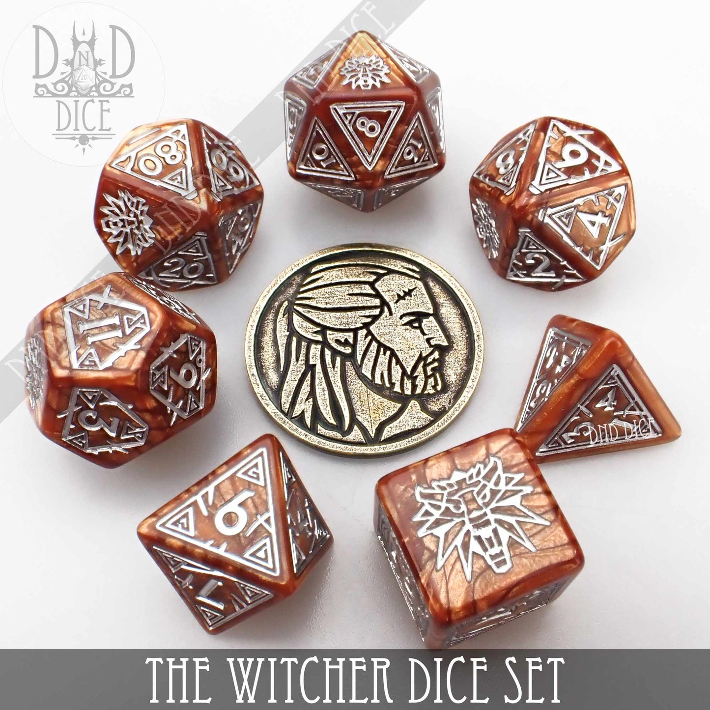 The Witcher Dice Set and Coin - Geralt - Premium Dice Sets & Games from DND DICE - Just $23! Shop now at Game Crave Tournament Store