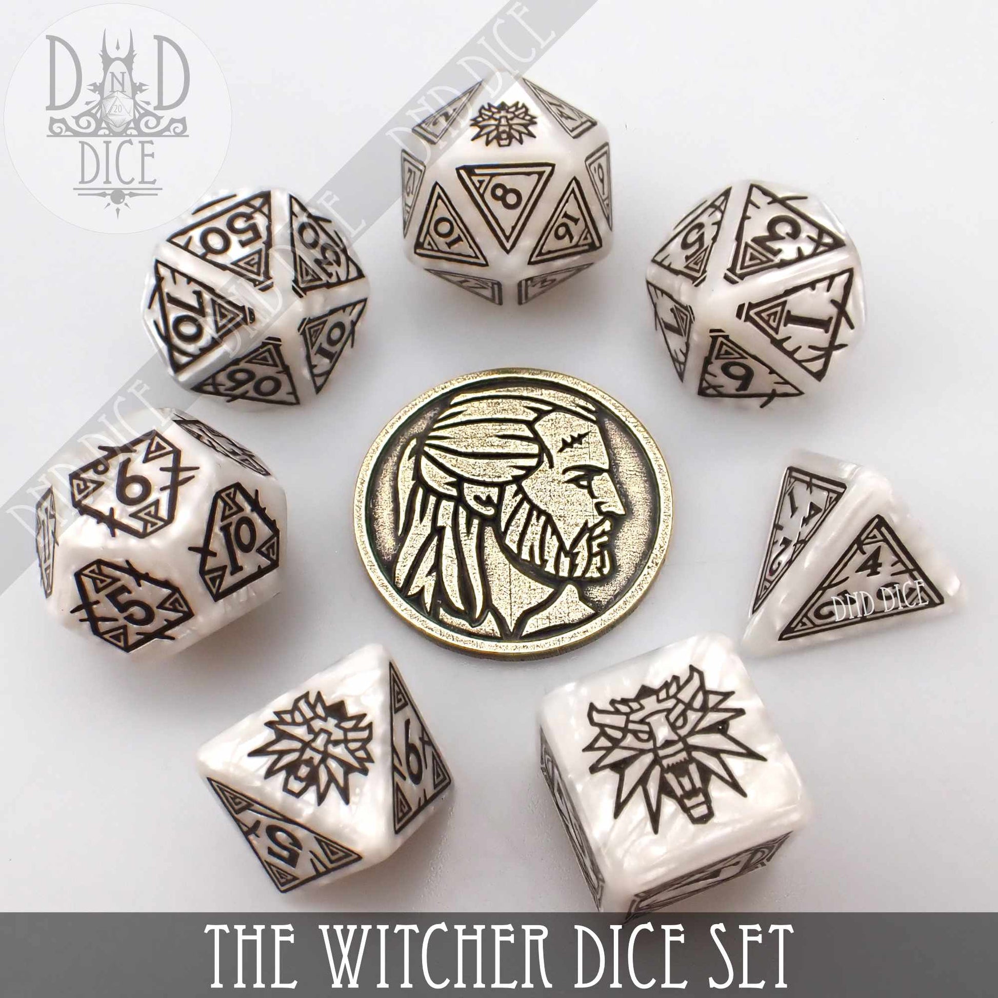 The Witcher Dice Set and Coin - Geralt - Premium Dice Sets & Games from DND DICE - Just $23! Shop now at Game Crave Tournament Store