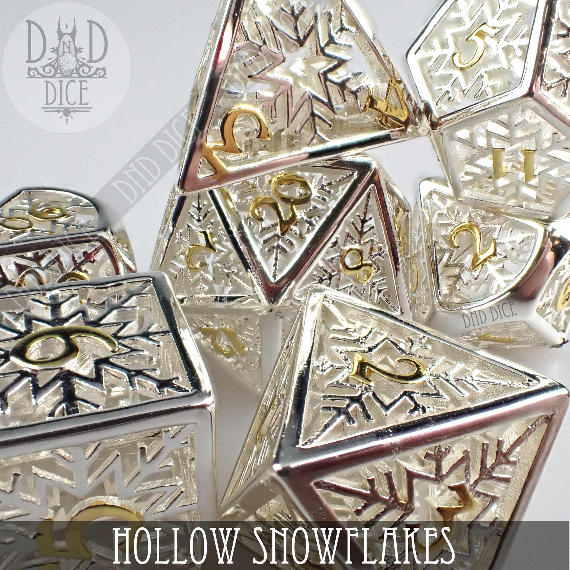 Snowflakes Metal Dice Set (Gift Box) - Premium Dice Sets & Games from DND DICE - Just $40! Shop now at Game Crave Tournament Store