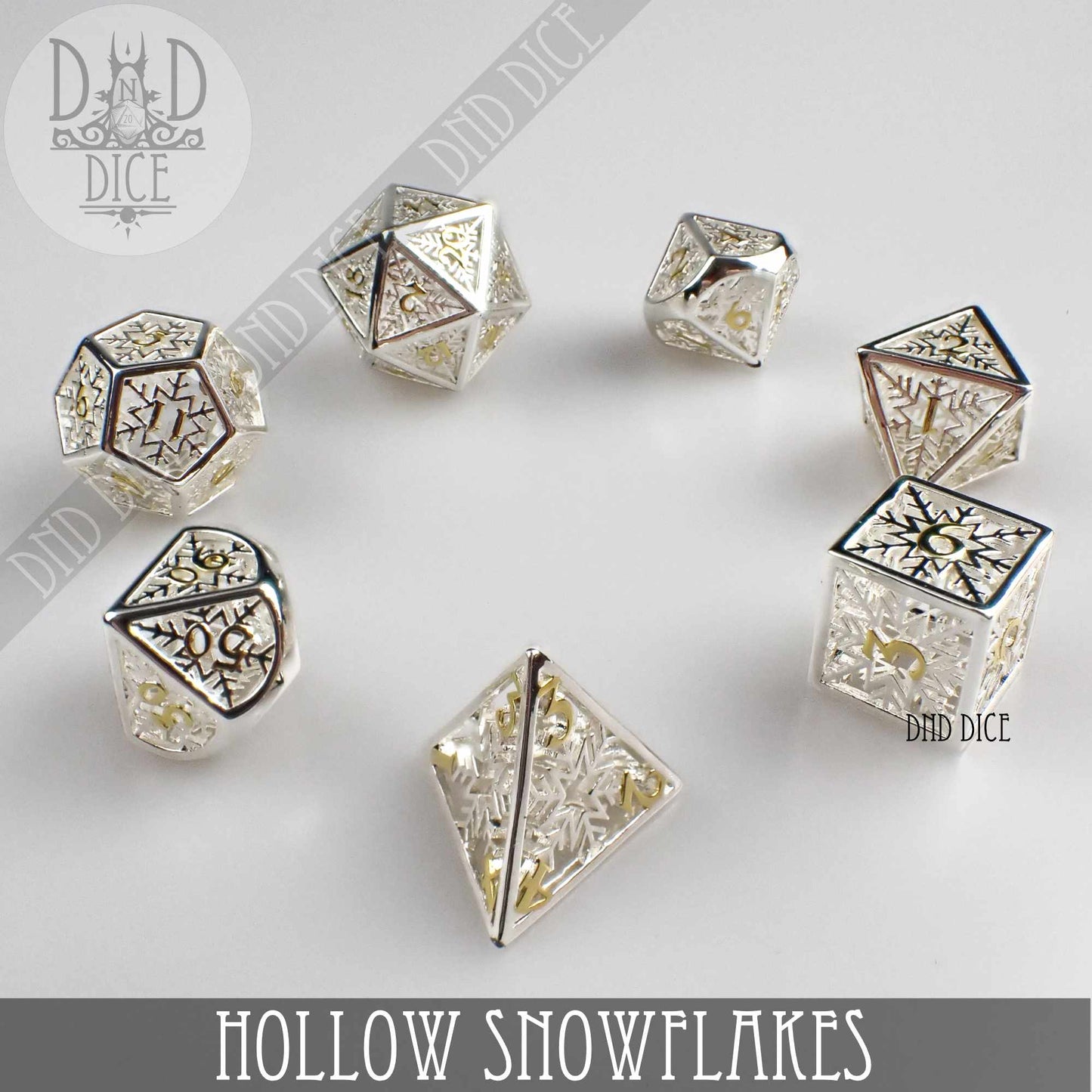 Snowflakes Metal Dice Set (Gift Box) - Premium Dice Sets & Games from DND DICE - Just $40! Shop now at Game Crave Tournament Store