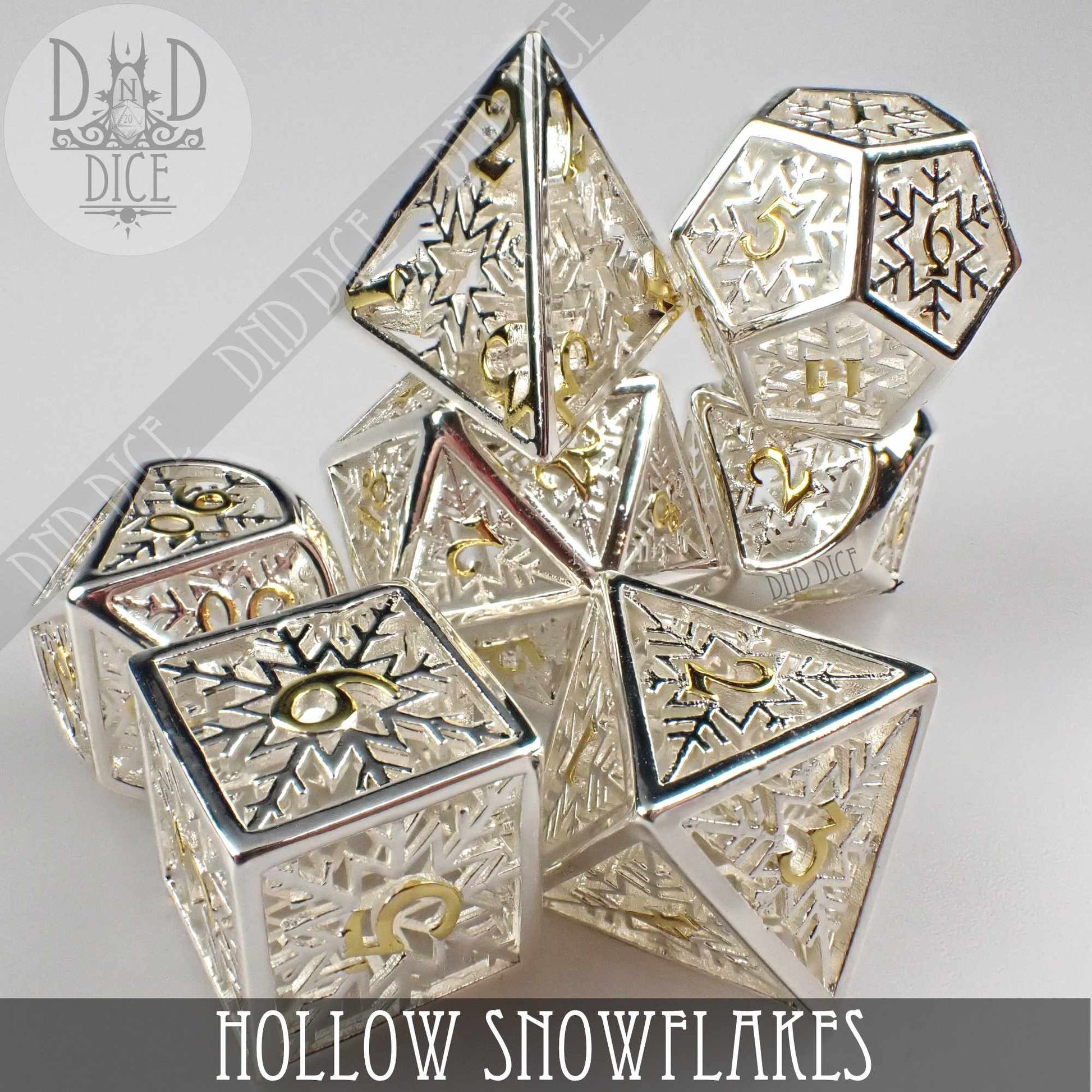 Snowflakes Metal Dice Set (Gift Box) - Premium Dice Sets & Games from DND DICE - Just $40! Shop now at Game Crave Tournament Store