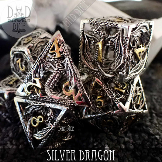 Silver Dragon Metal Dice Set (Gift Box) - Premium Dice Sets & Games from DND DICE - Just $40! Shop now at Game Crave Tournament Store