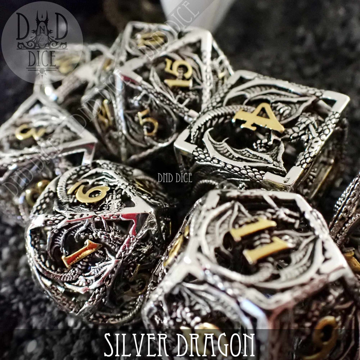 Silver Dragon Metal Dice Set (Gift Box) - Premium Dice Sets & Games from DND DICE - Just $40! Shop now at Game Crave Tournament Store