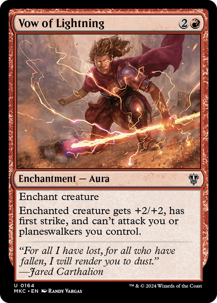 Vow of Lightning (MKC-164) - Murders at Karlov Manor Commander - Premium MTG Single from Wizards of the Coast - Just $0.25! Shop now at Game Crave Tournament Store