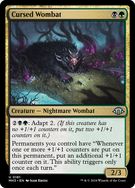 Cursed Wombat (MH3-181) - Modern Horizons 3 Foil - Premium MTG Single from Wizards of the Coast - Just $0.25! Shop now at Game Crave Tournament Store