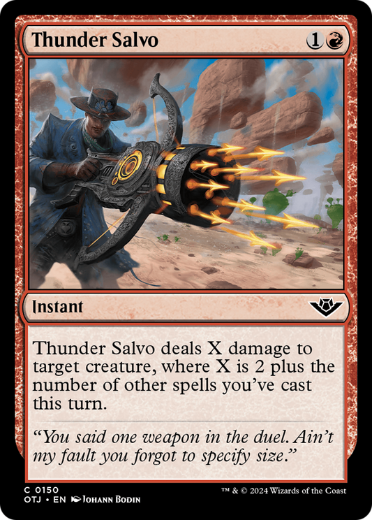Thunder Salvo (OTJ-150) - Outlaws of Thunder Junction - Premium MTG Single from Wizards of the Coast - Just $0.25! Shop now at Game Crave Tournament Store