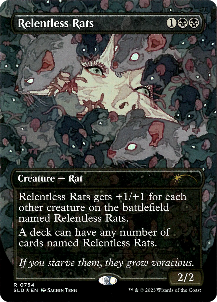 Relentless Rats (SLD-754) - Secret Lair Drop (Borderless) Foil - Premium MTG Single from Wizards of the Coast - Just $58.24! Shop now at Game Crave Tournament Store