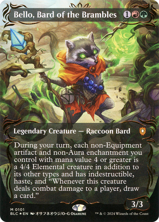 Bello, Bard of the Brambles (BLC-101) - Bloomburrow Commander (Borderless) Foil - Premium MTG Single from Wizards of the Coast - Just $255.25! Shop now at Game Crave Tournament Store